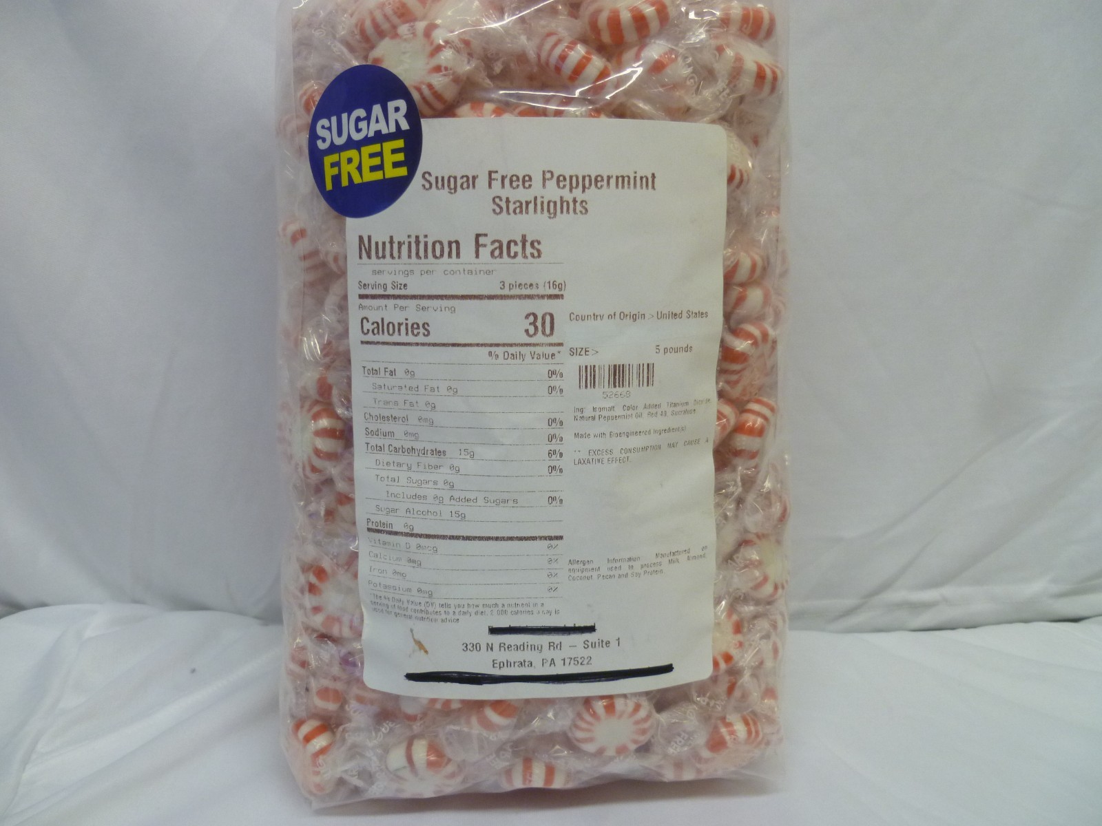Sugar Free Peppermint Starlights- 5lb Bag-Individually Wrapped