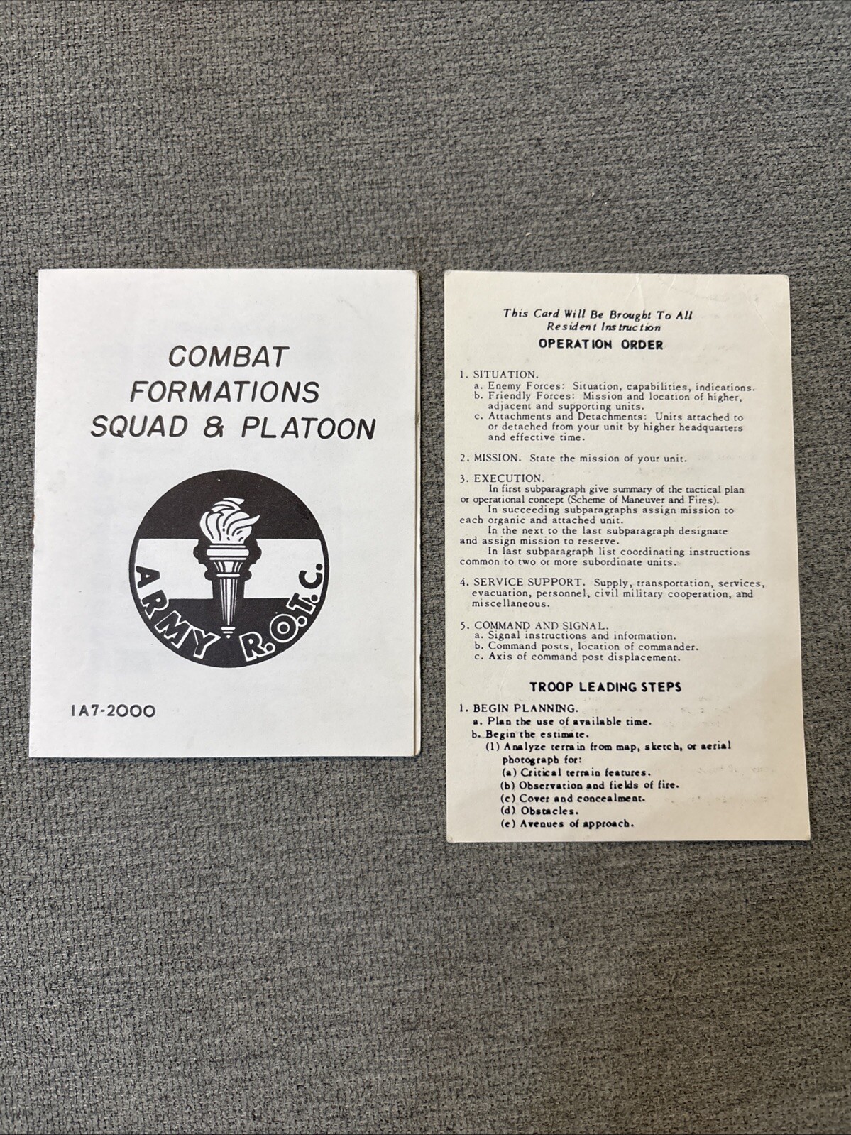 ROTC Training and Operations Booklet & Card