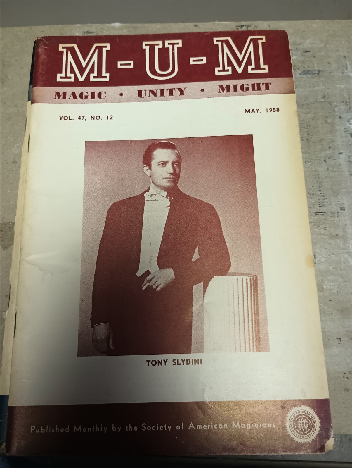 Tony Slydini 1958 MUM Society of American Magicians Magazine Issue