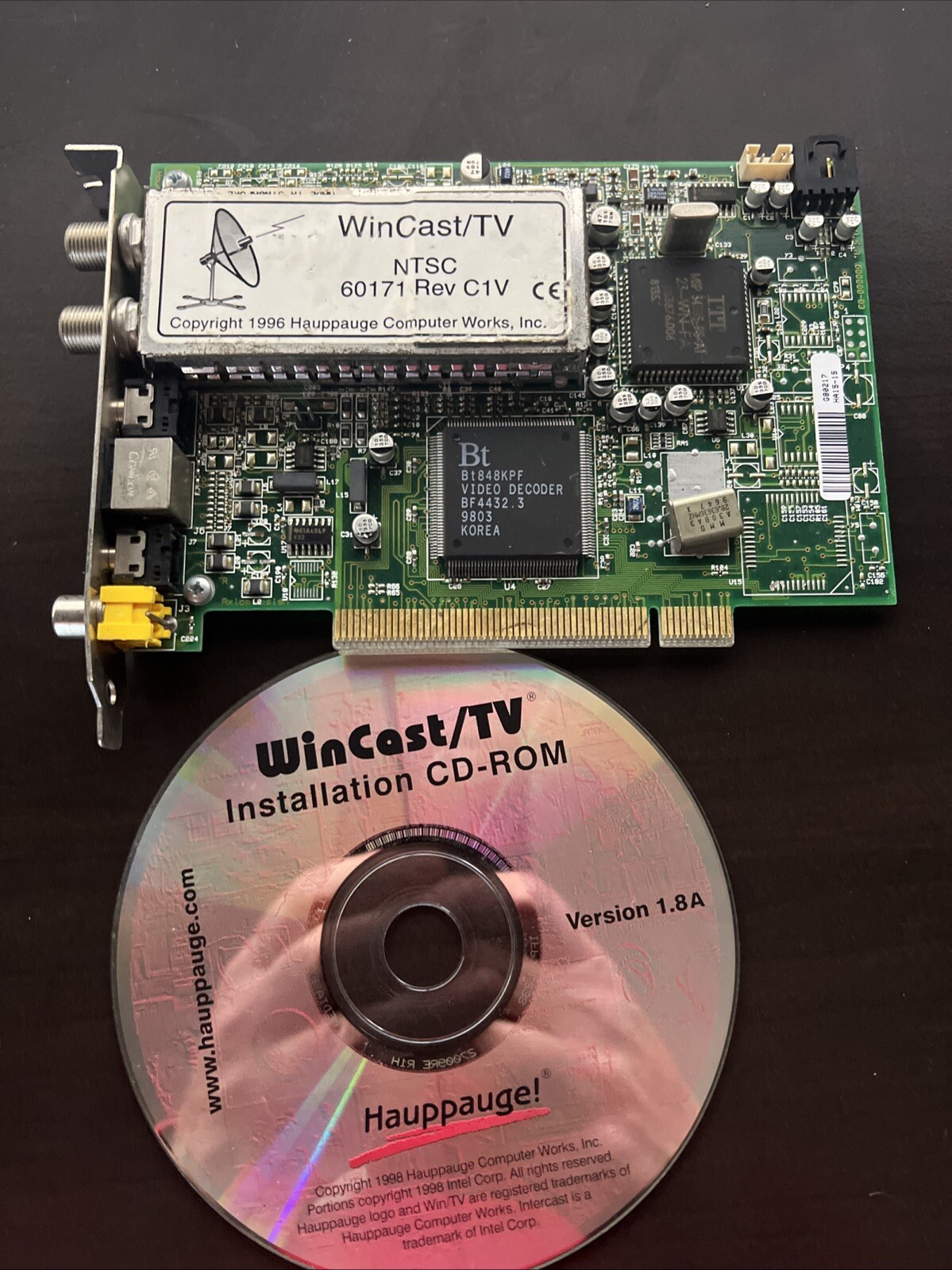Hauppauge Wincast/TV FM Tuner PCI & CD 60171 Rev C1V RCA Coax