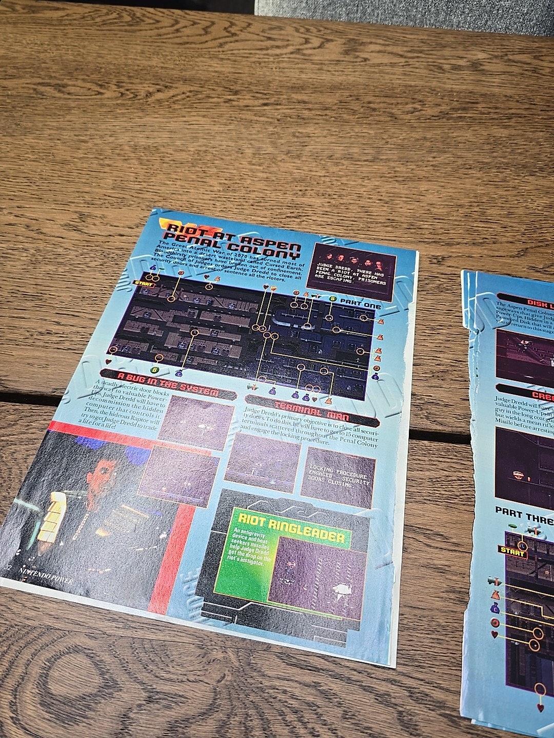 Judge Dredd Nintendo Power Magazine Guide Pullout Cheat Sheets Cut Outs Vintage
