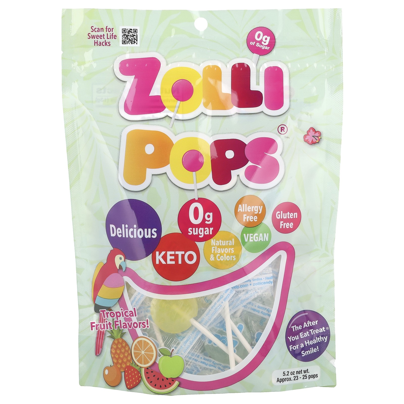 The Clean Teeth Pops, Tropical Fruit, Approx. 23-25 Pops, 5.2 oz