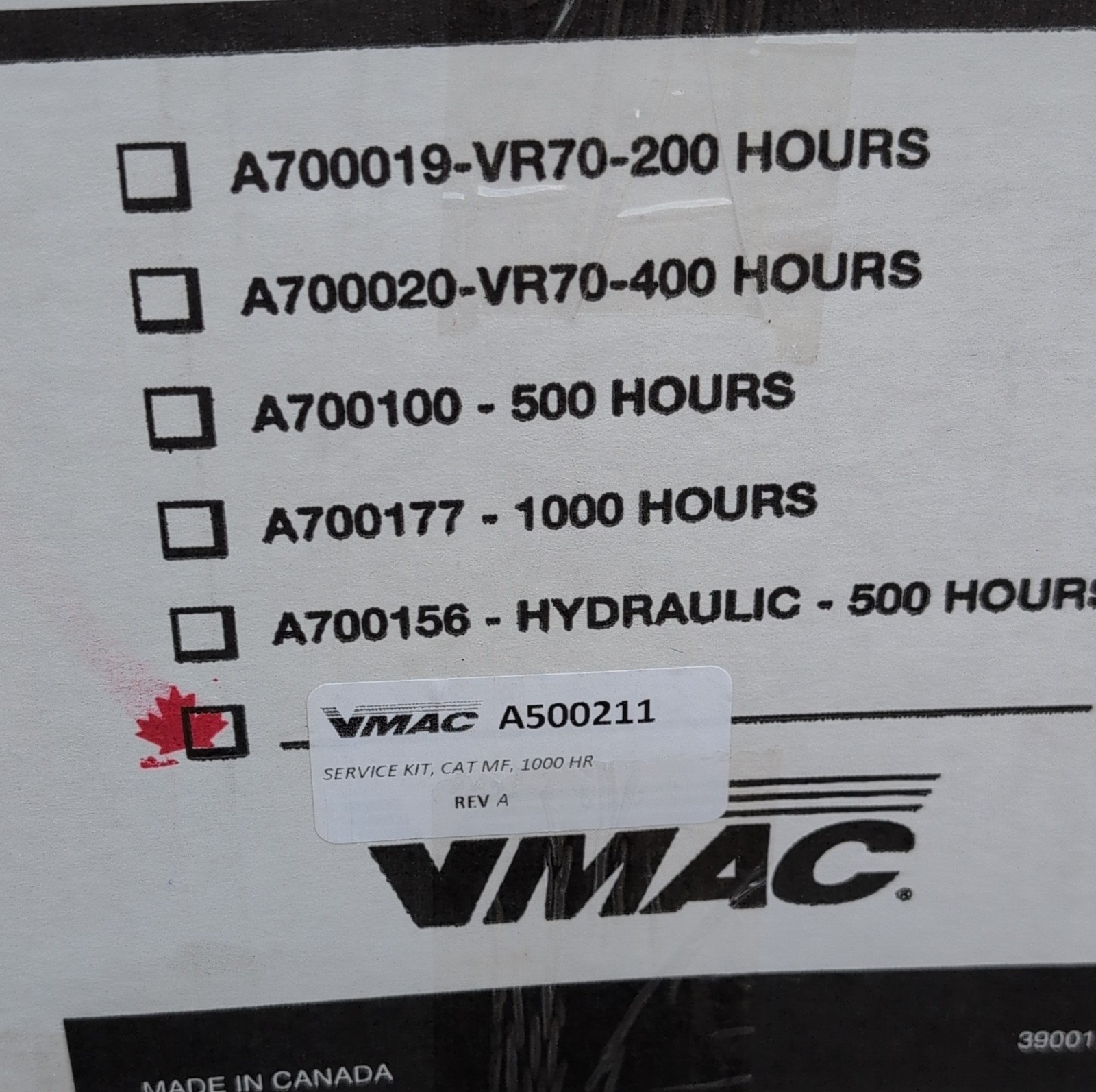 VMAC A500211 Service Kit 1000 HR or 1 Year for Compressor Oil & Air Filter