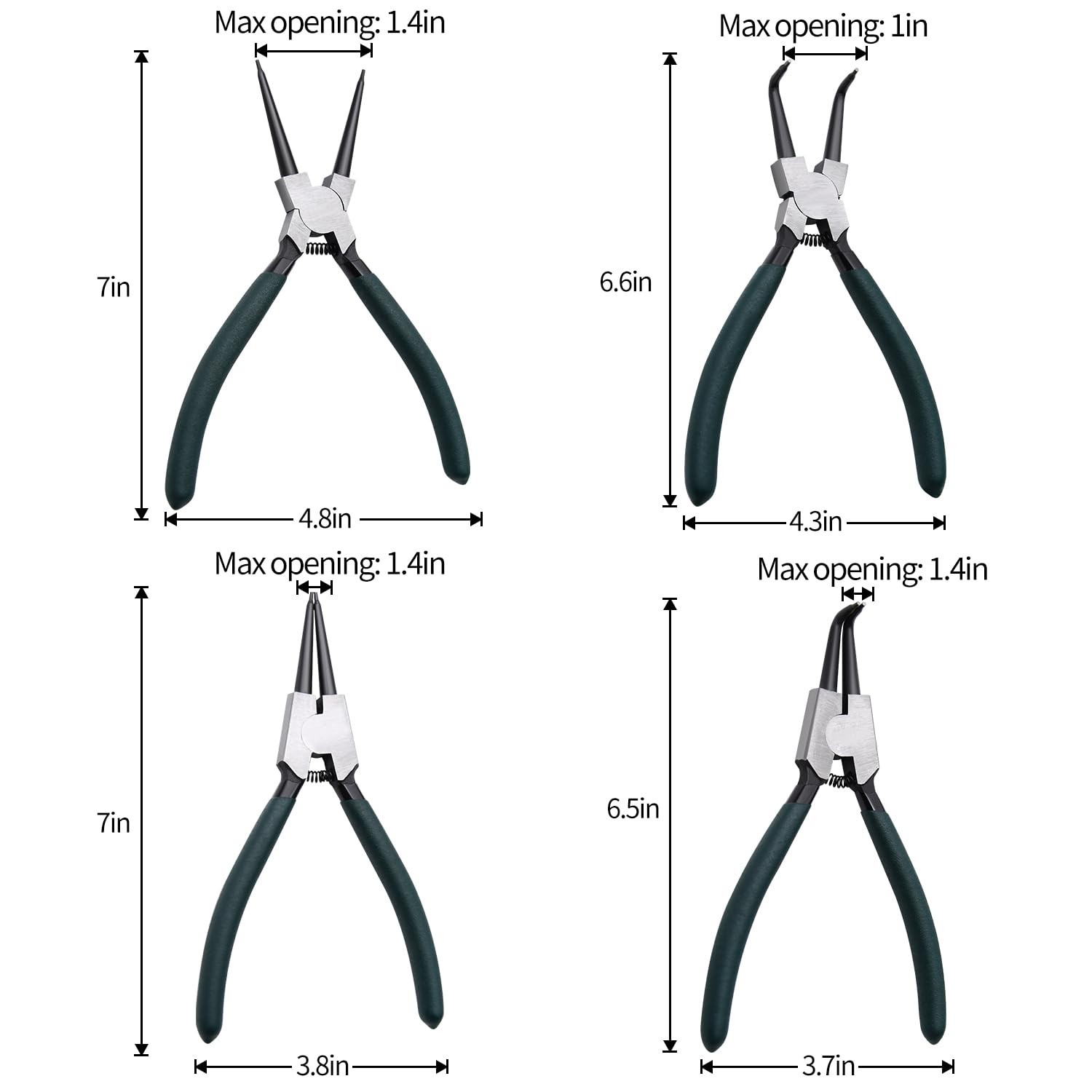 4PCS Snap Ring Pliers Set 7 Inch Internal External Circlip Tool Kit