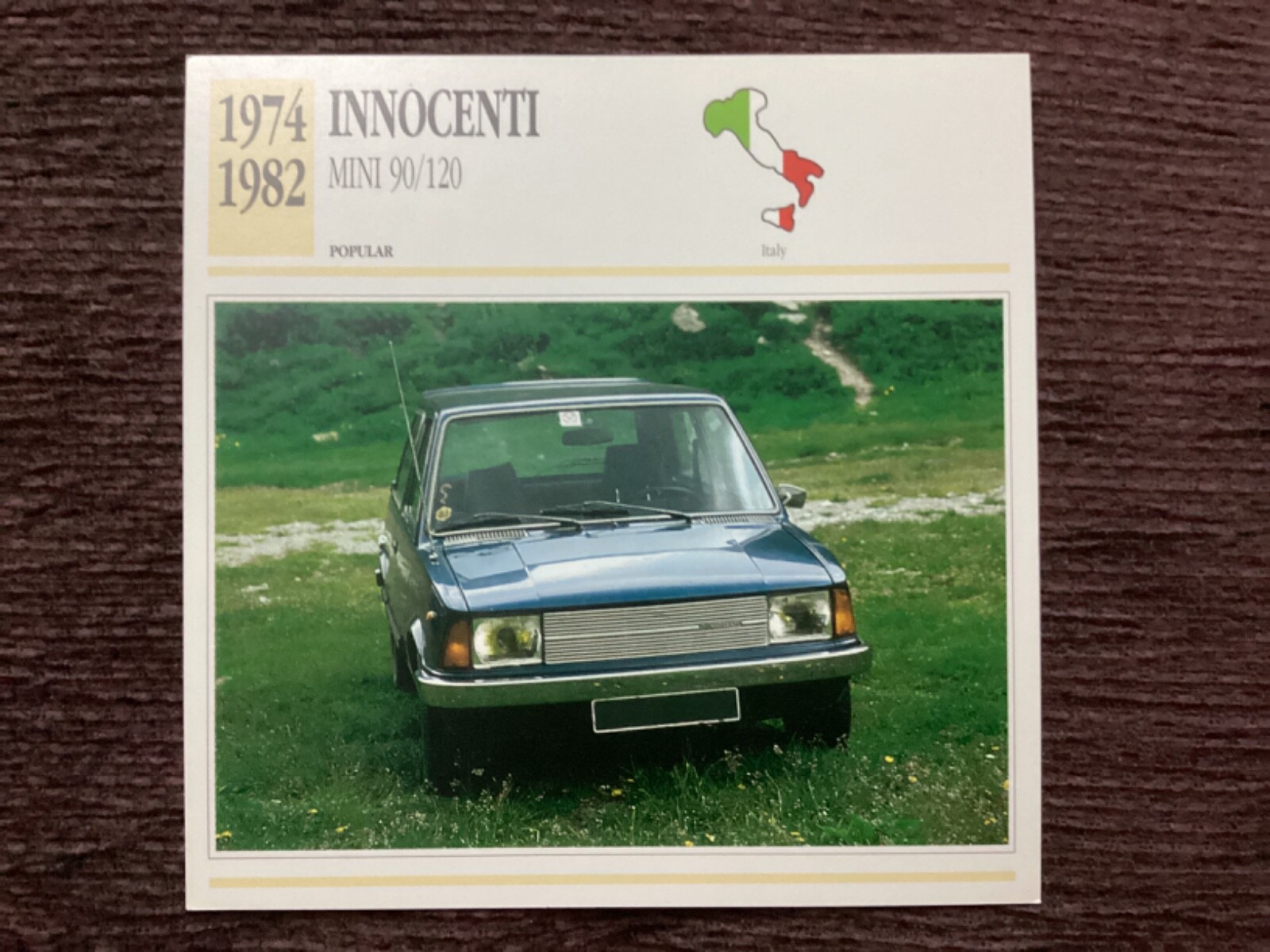 Innocenti  Mini 90/120,  1974-82,   Popular  Car,  Italy, Collectors Card