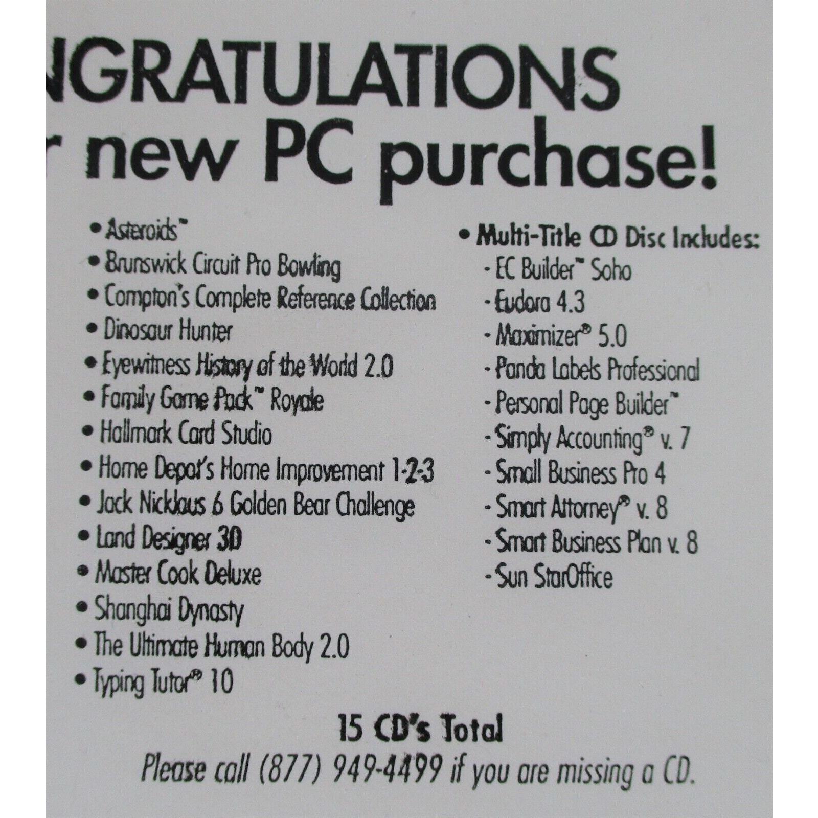 Vintage PC Software Pack Windows Games Info CD 15 different Software CDs 1999