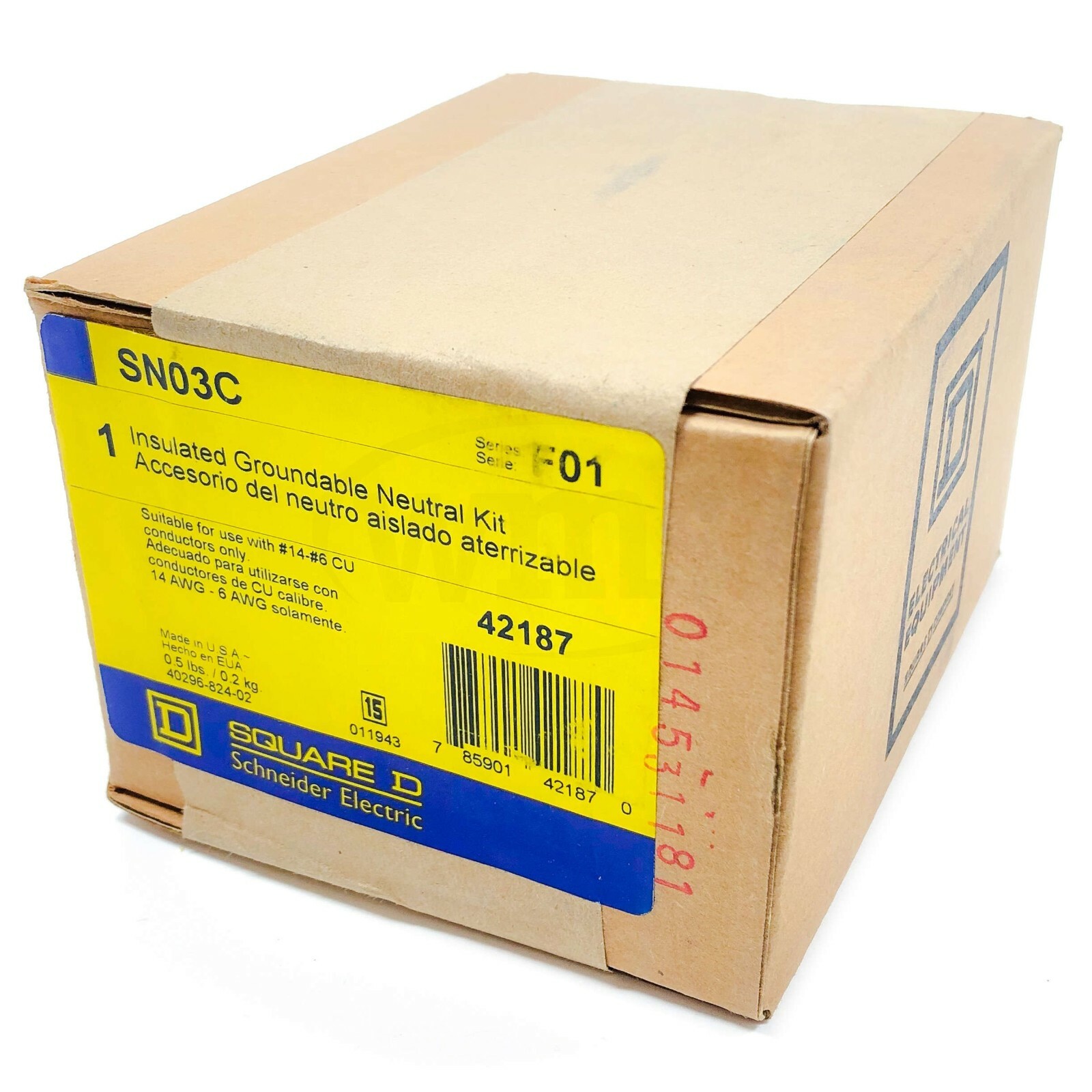 Square D SN03C Insulated Groundable Neutral Kit, 42187