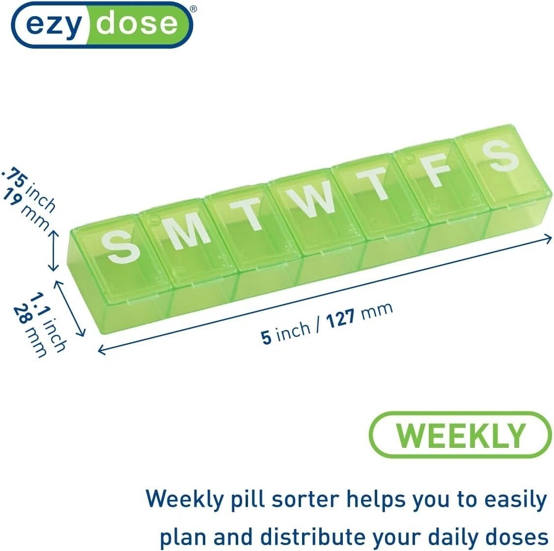 Weekly (7-Day) Pill Organizer, Vitamin Planner, and Medicine Box, Large Compartm