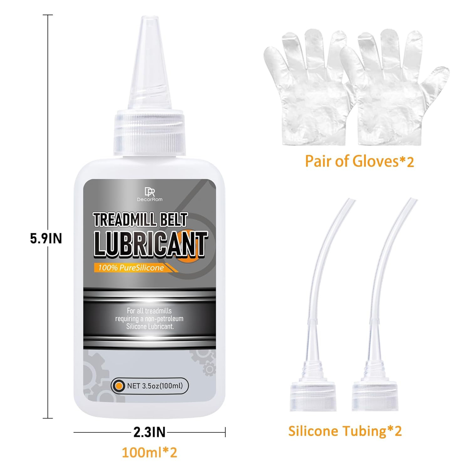 Silicone Treadmill Lubricant - 7Oz Treadmill Lube with Application Tubes, 100% S