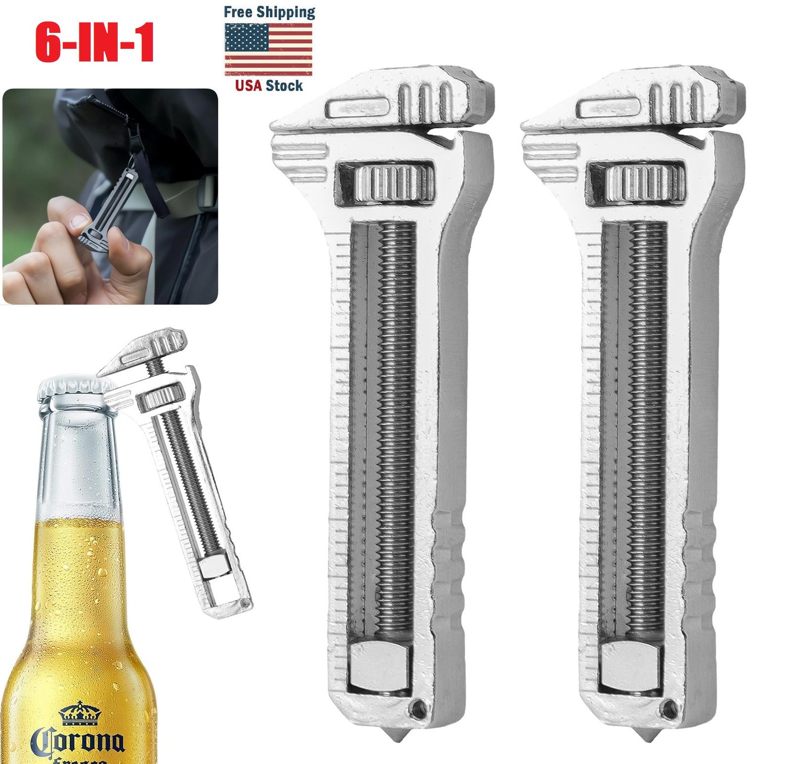 2Pcs Compact Titanium Multitool Alloy Everyday Multi Functional Wrench Spanner