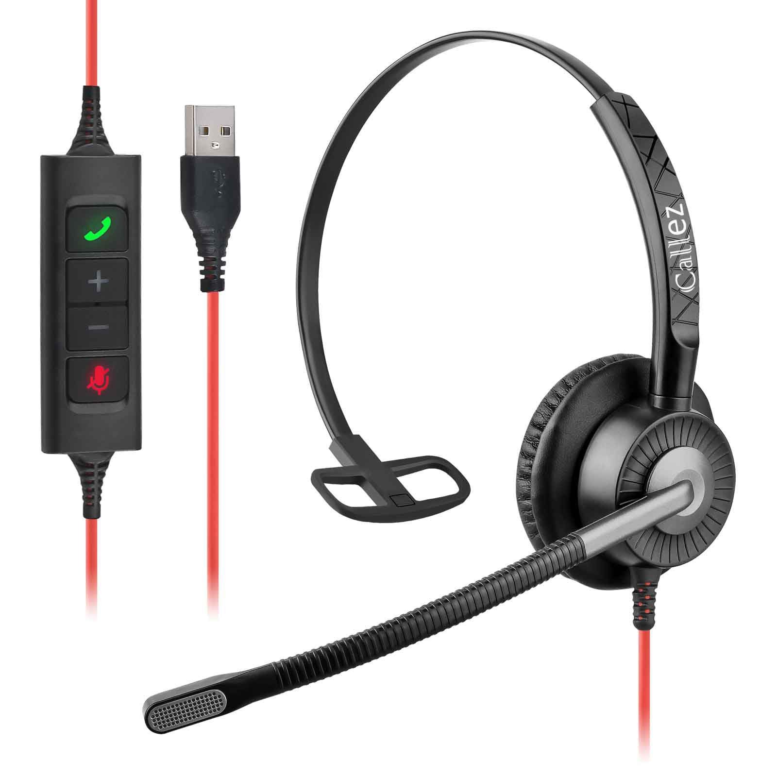 USB Headset with ENC Dual Noise Cancelling Microphone for PC Laptop