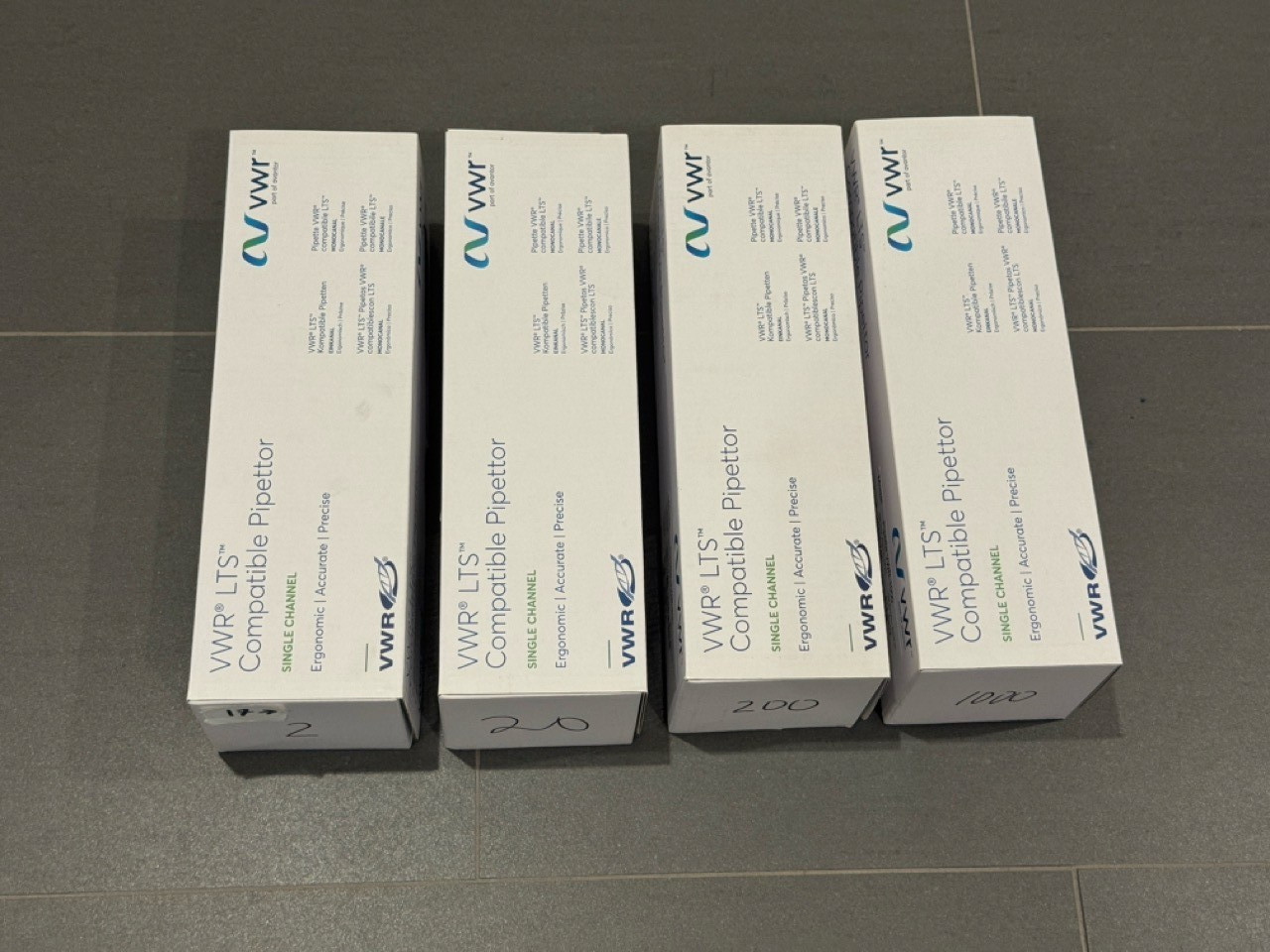 (4qty) VWR Ergonomic LTS Compatible Single Channel Pipettes Cat# 76335