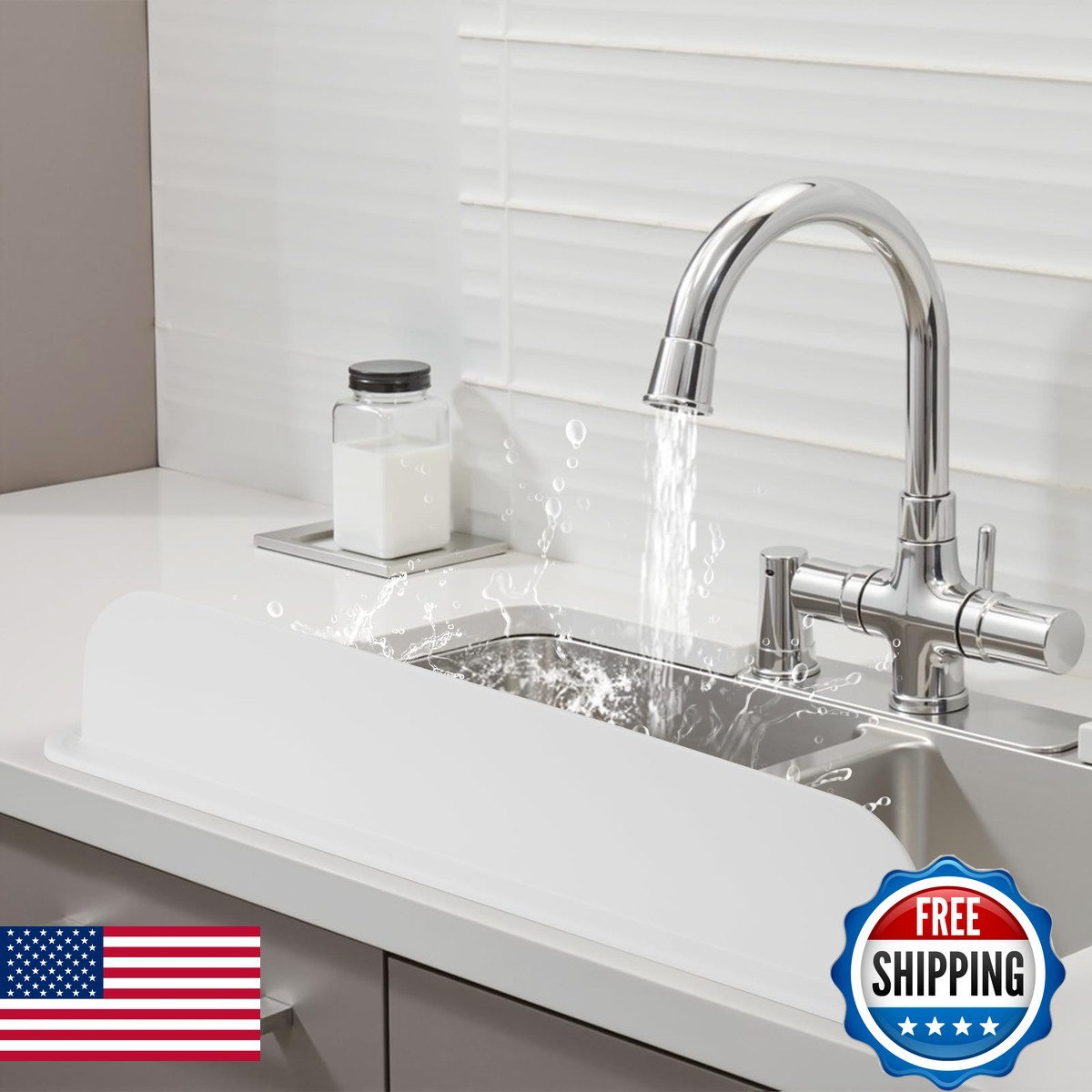 AIZOE 19.3 Inch Silicone Sink Splash Guard, Splash Guard Kitchen Sink Area