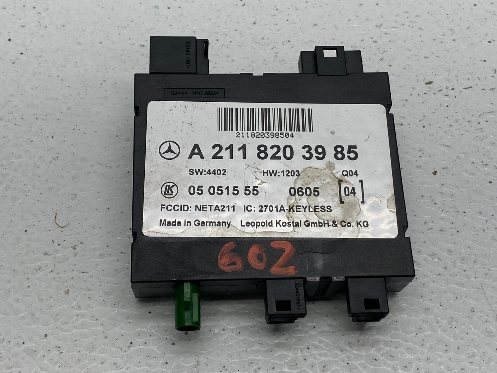 2005-2009 MERCEDES CLS500 KEYLESS ENTRY CONTROL MODULE OEM LOT602