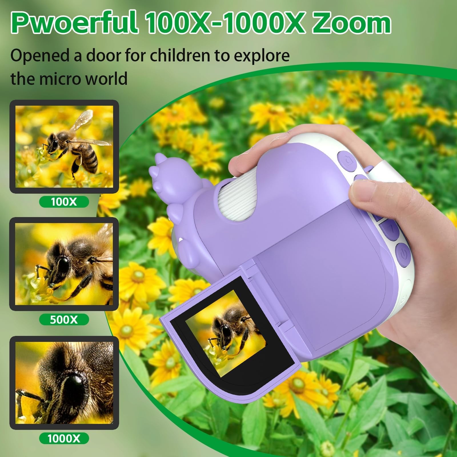Microscope for Kids, 2.0 Inch Digital Microscope with 1000X Magnification, Ha...