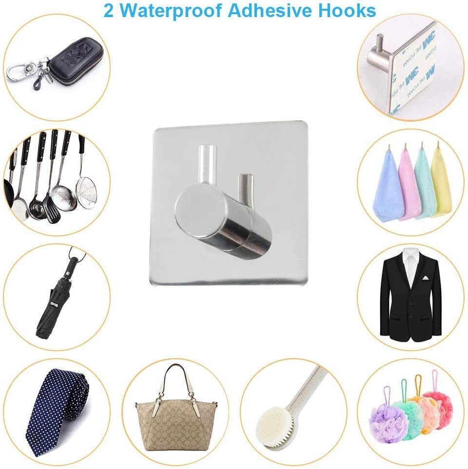5 Pcs Silver Bathroom Hardware Set Stainless Steel Towel Bar Towel Racks Hooks