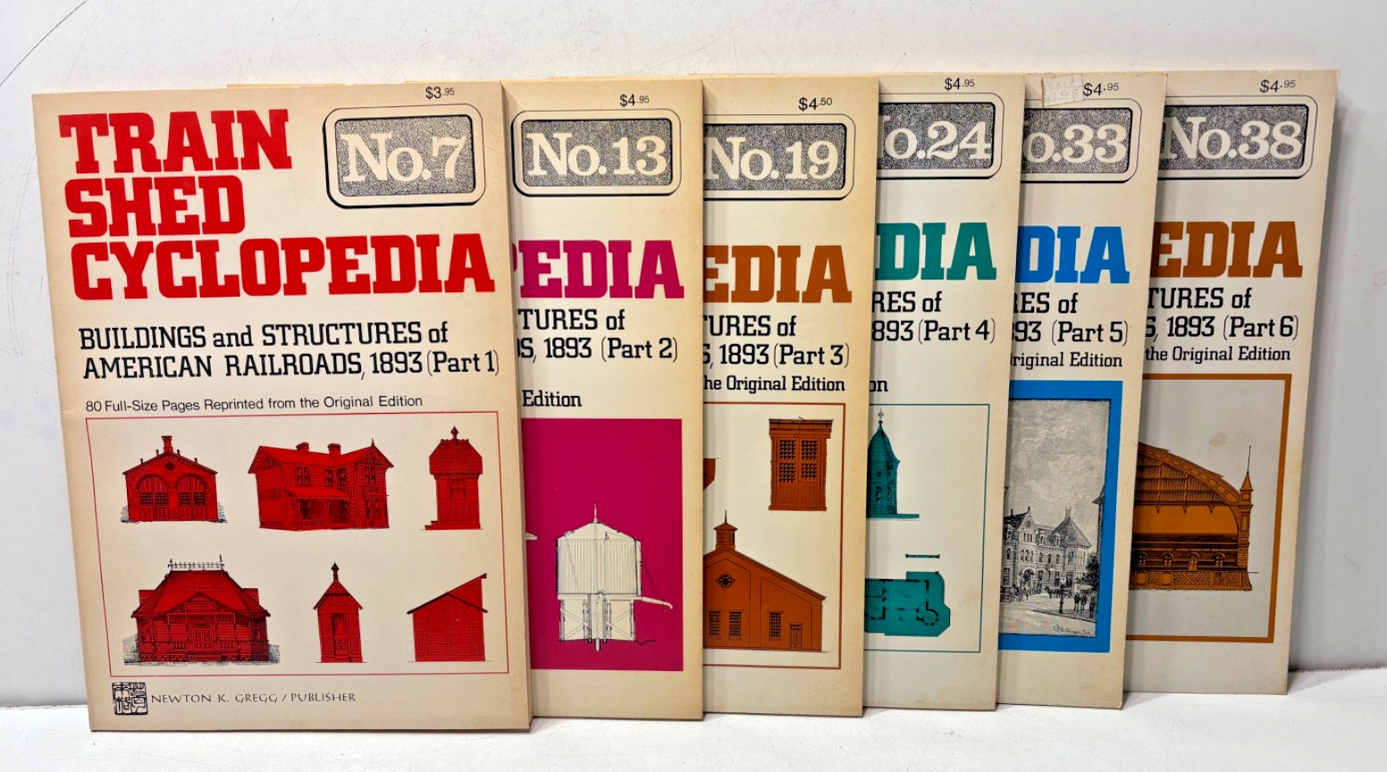 SET OF 6 TRAIN SHED CYCLOPEDIAS - BLDGS, STRUCTURES OF AMERICAN RAILROADS, 1893