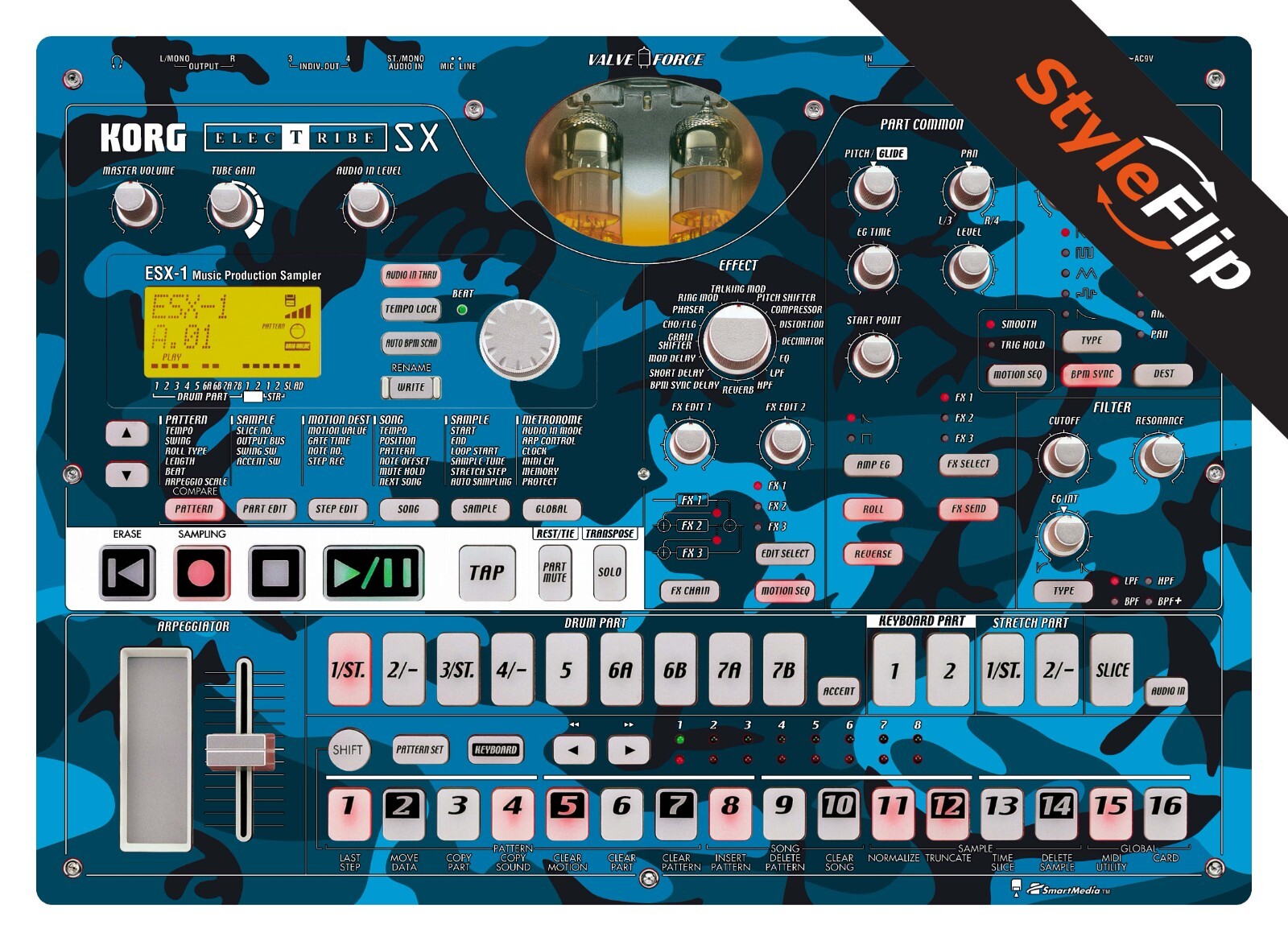 Korg Electribe SX ESX-1 Skin | Camo Blue | Protective Decal | StyleFlip Skins
