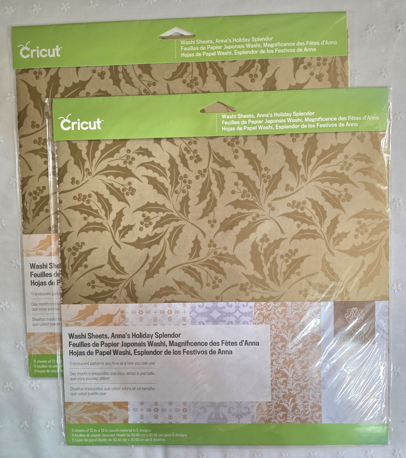 ANNA GRIFFIN/CRICUT "WASHI SHEETS, ANNA'S HOLIDAY SPLENDOR" Lot/2 Sets RARE(A72)