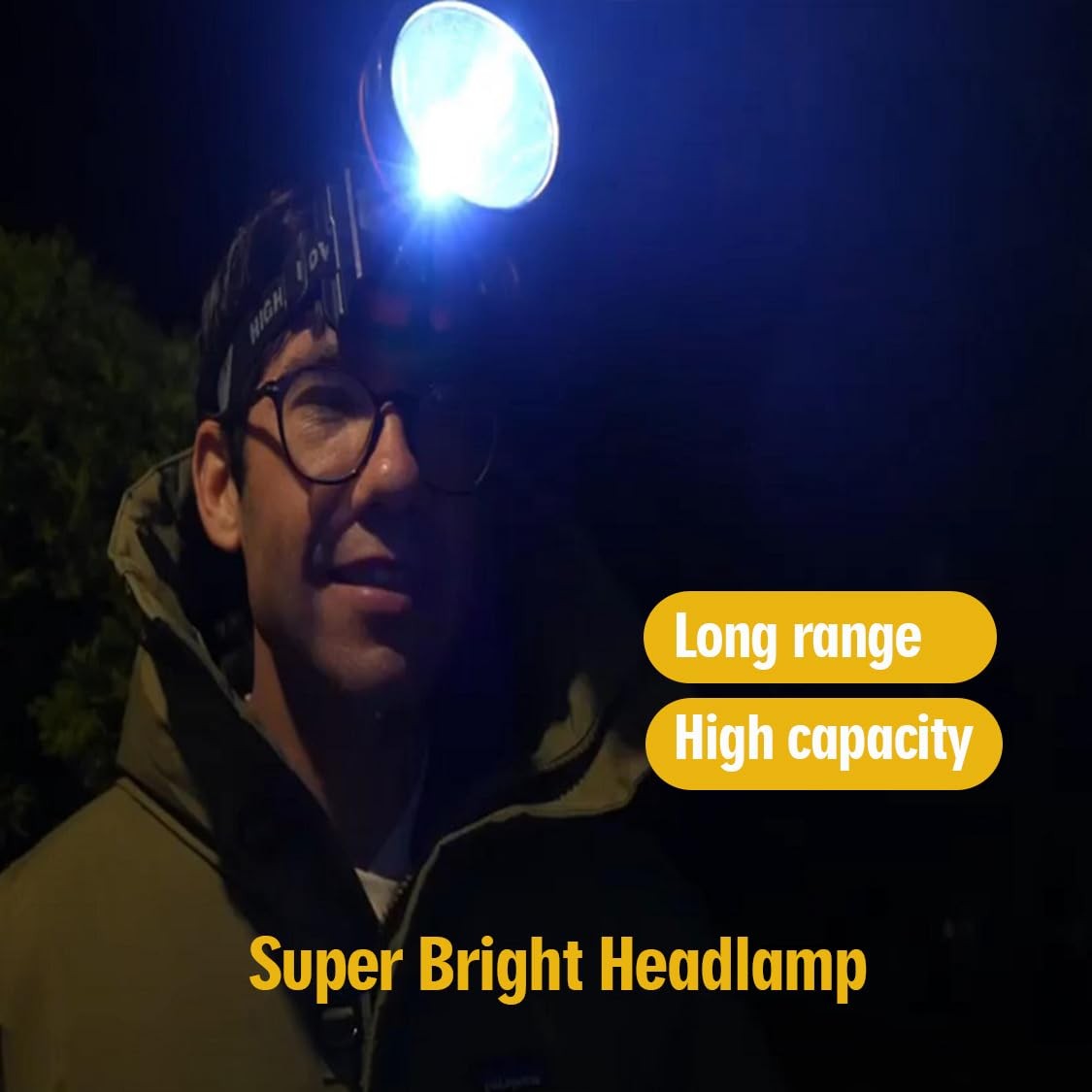 Super Bright Headlamp Rechargeable LED Spotlight with Battery Powered Headlig...