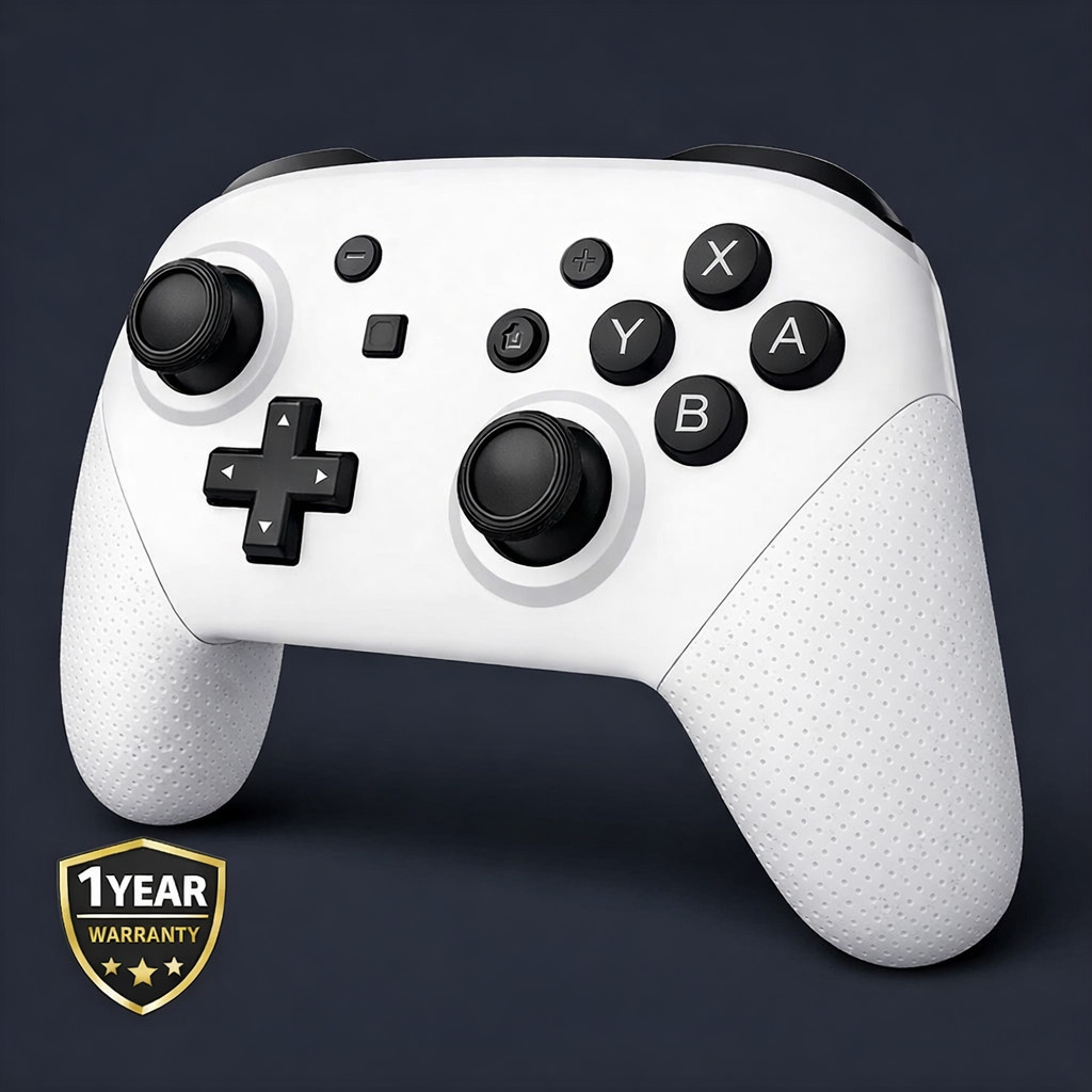 Arctic White Wireless Pro Controller For Nintendo Switch 1+2 OLED Lite Bluetooth