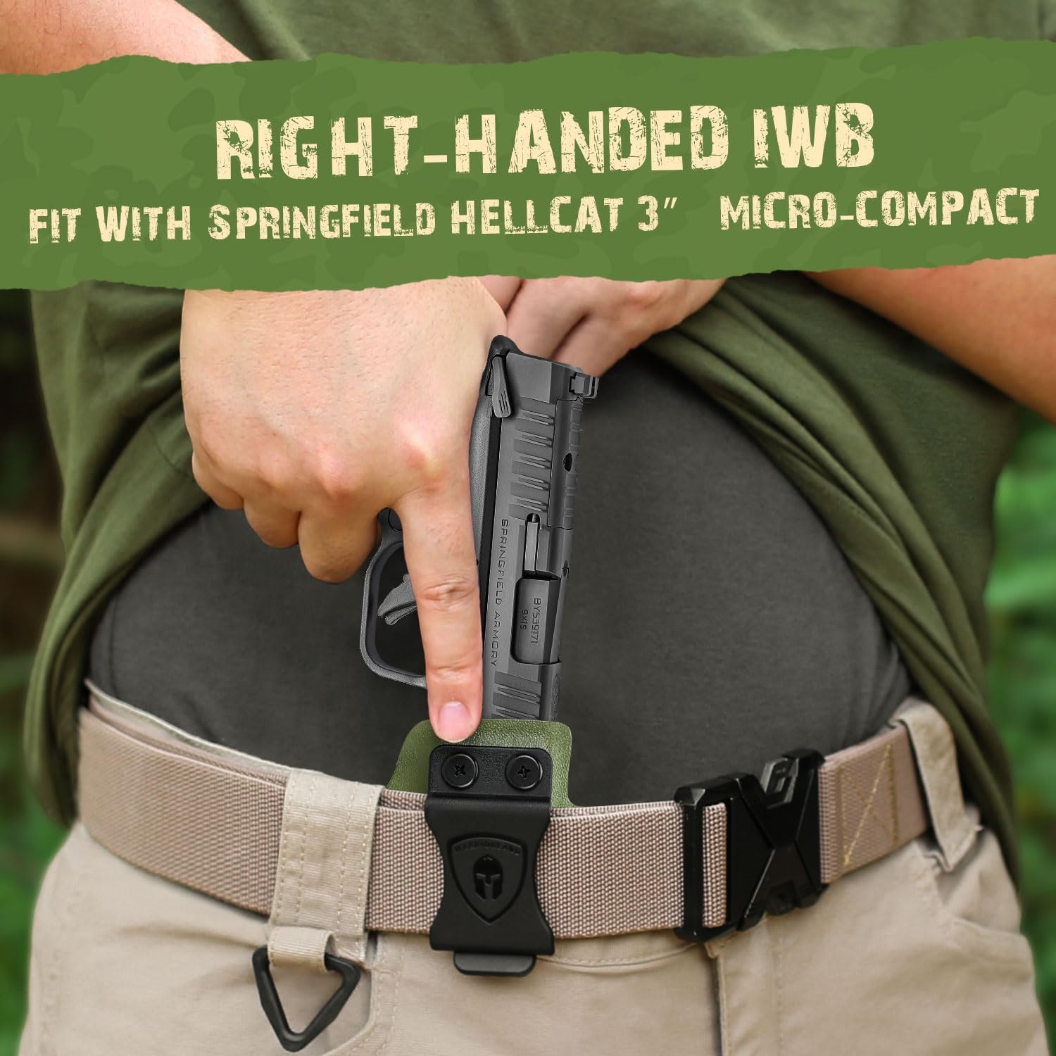 WARRIORLAND Kydex IWB Holster, Compatible Springfield Hellcat & Hellcat