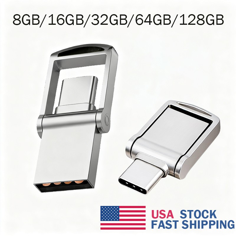 Mini Flash Drive USB C + USB A Dual USB Drive with Swivel Cover Thumb Drive