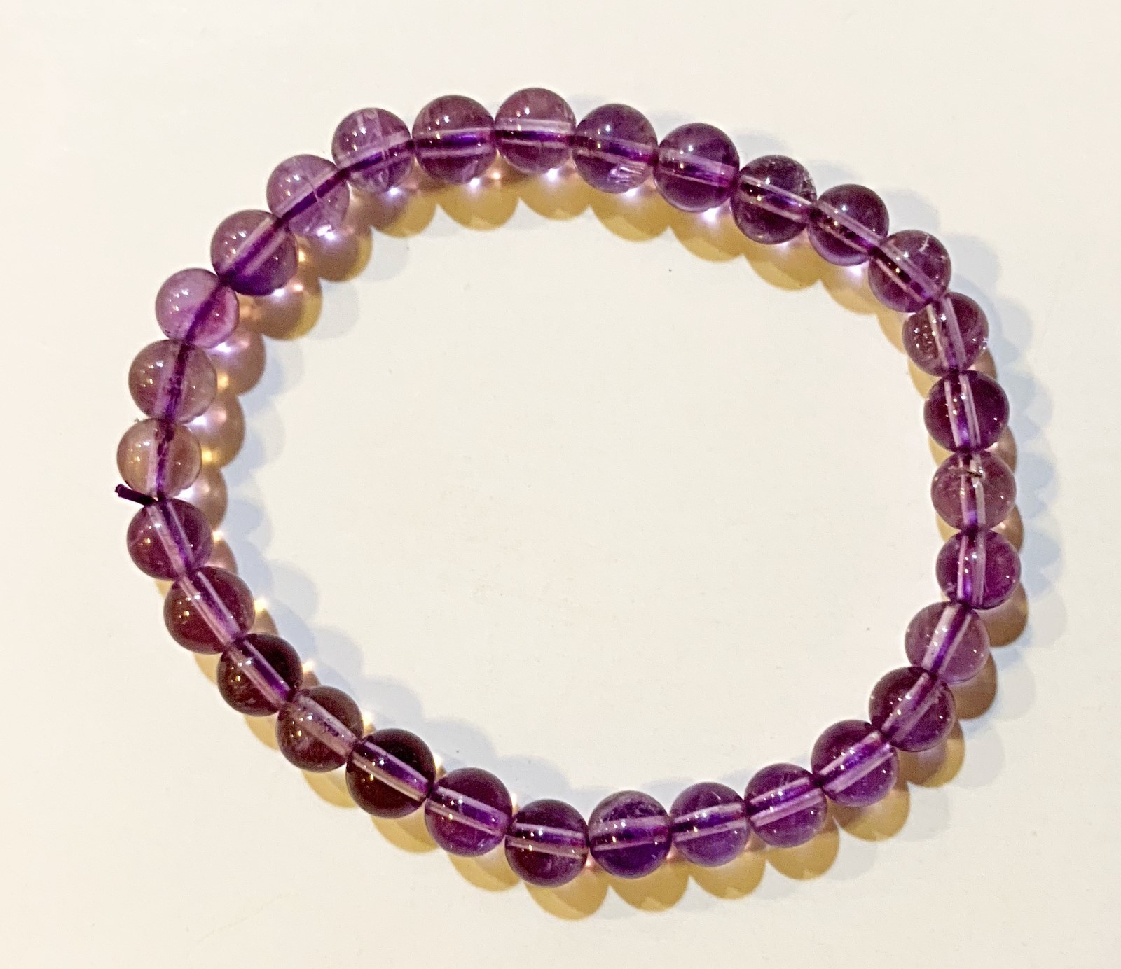 Stretchy Amethyst Bracelet Made with Amethyst Crystal 6mm Round Beads