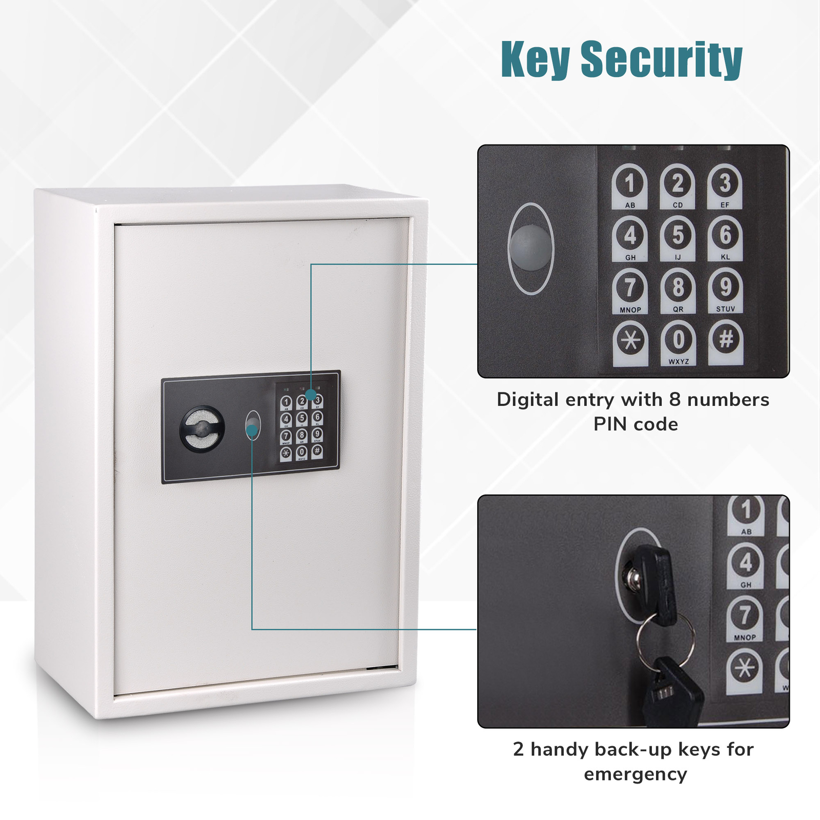 245 Hook Key Cabinet with Digital Lock Wall Mounted Safe Security Storage Box