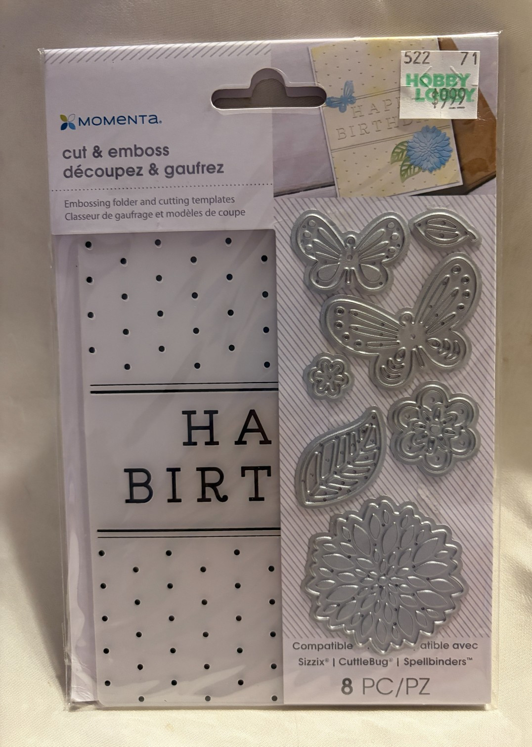 Momenta Happy Birthday Cut & Emboss Embossing Folder & Cutting Dies 8 Piece Set