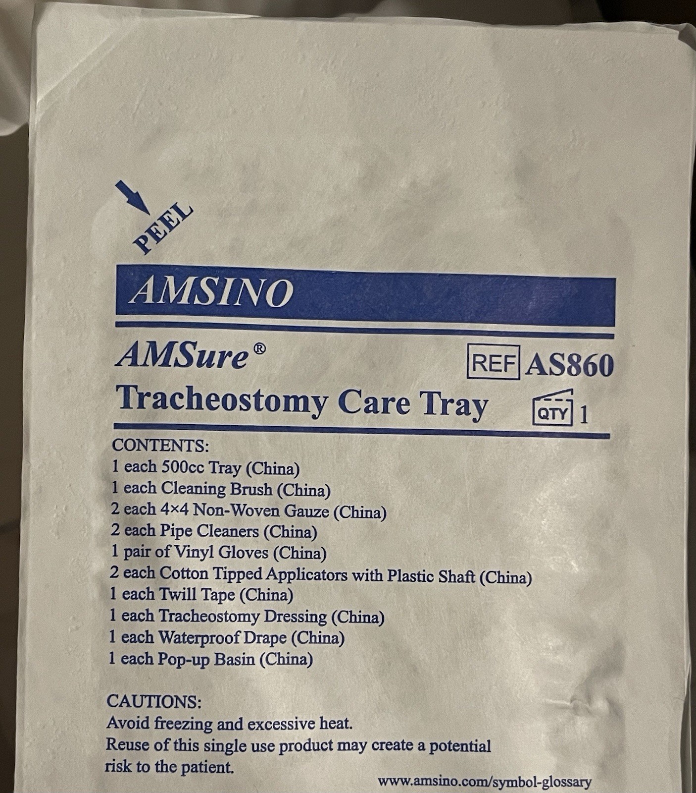 AMSure AS860 Tracheostomy Care Tray with Non Latex Gloves 20 Sets exp 08/2029