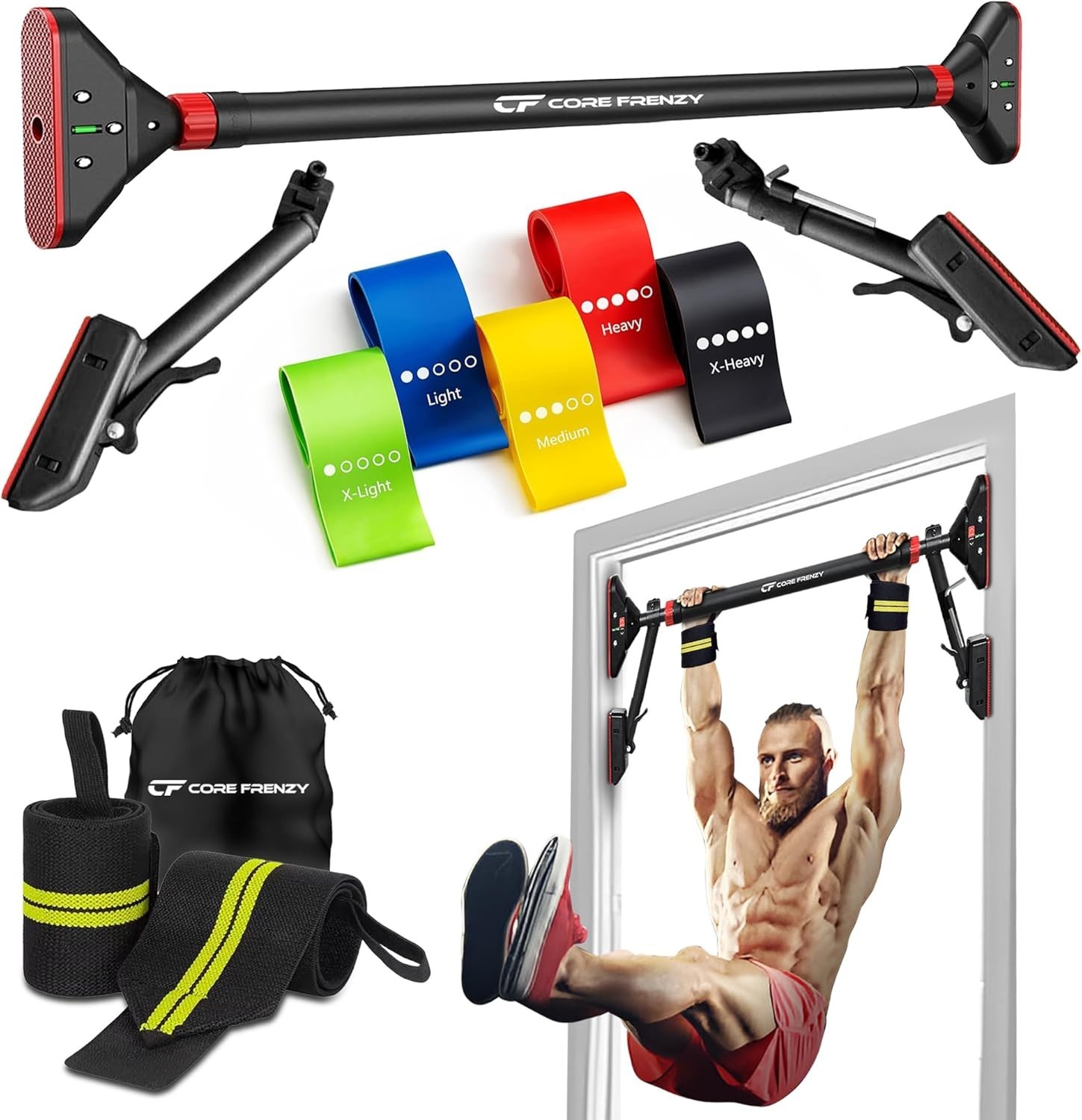 Pull Up Bar doorway W/ Resistance Bands No Screw Installation Chin Up Bar Upper