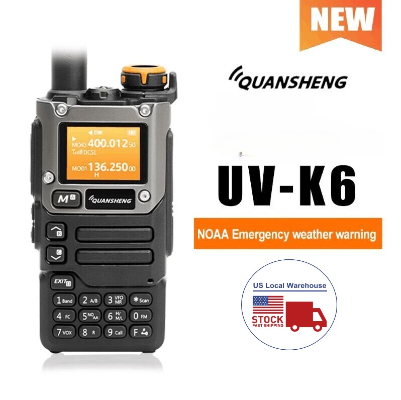 Quansheng UV-K6 NOAA Weather Alert 5W Air Band UHF VHF Wireless Frequency Radio