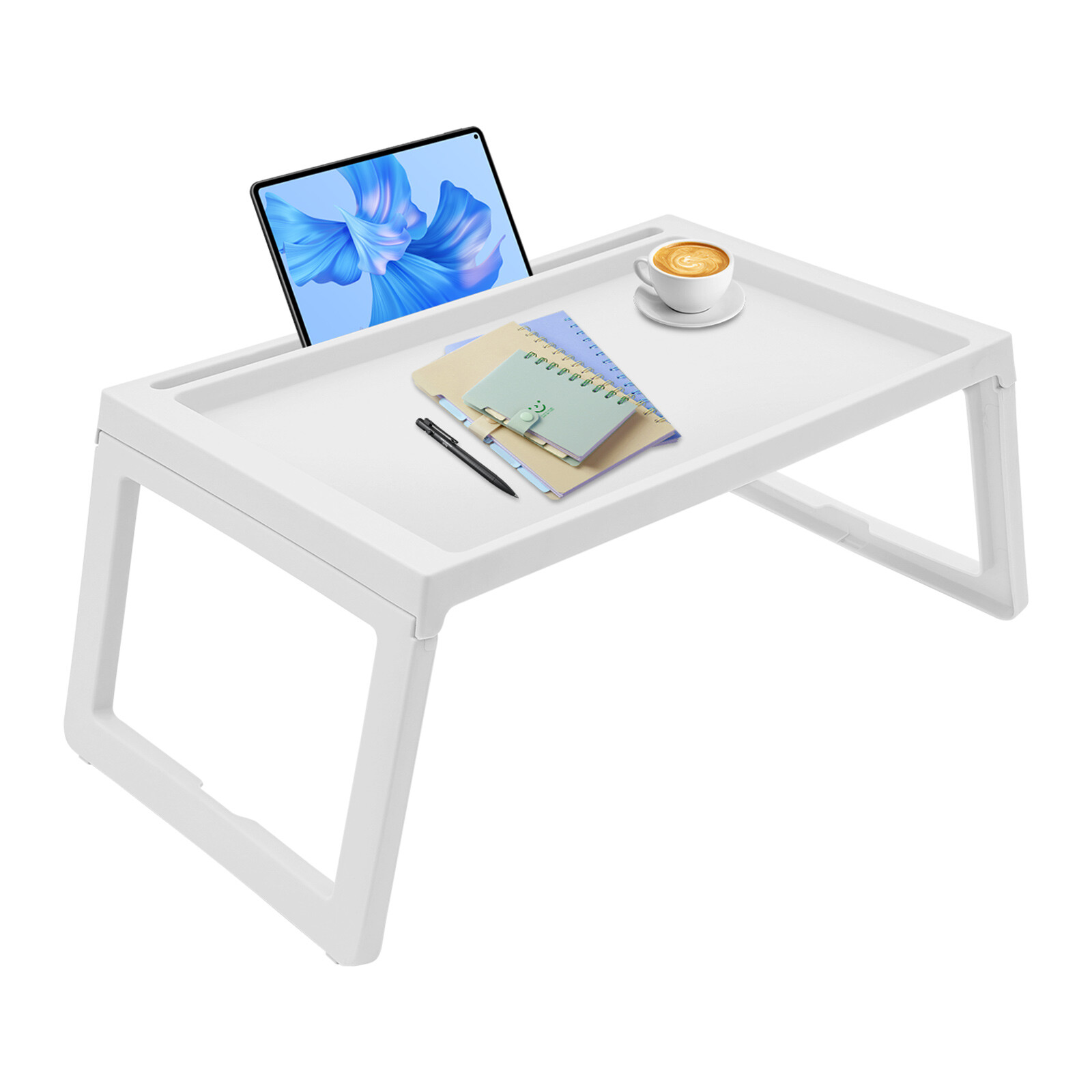 Laptop Table Stand Lap Sofa Bed Tray Foldable PC Notebook Desk With Phone Slot