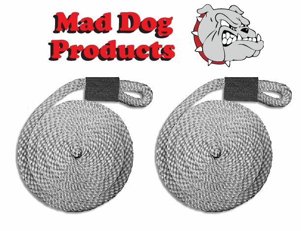 Silver Boating Fender Lines - 1/4" x 10' - Sold in Pairs - Made in the USA