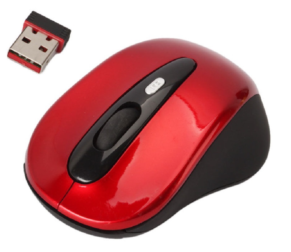 Red Wireless Optical mouse with Mini usb receiver for Dell Toshiba Apple Laptop
