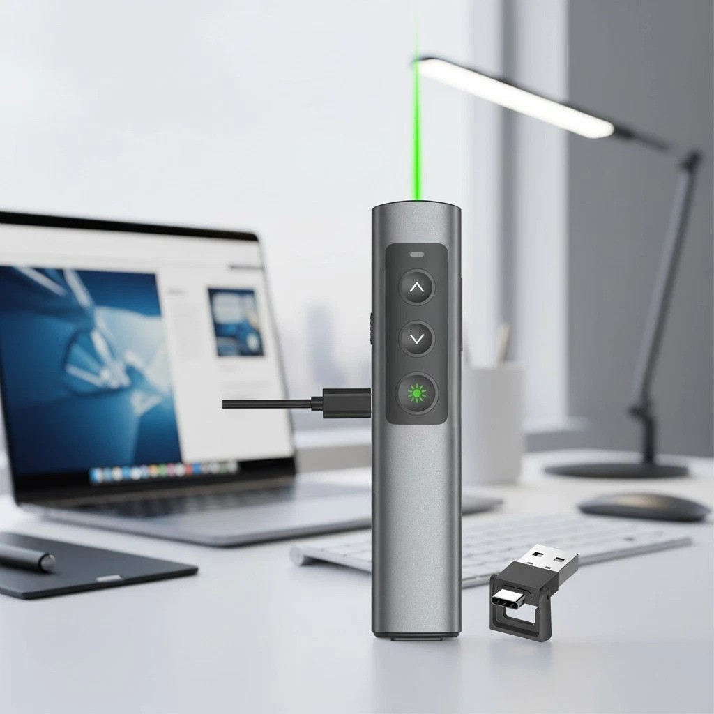 USB-C Dual Connectivity Presenter Remote for Slideshow Control and Navigation