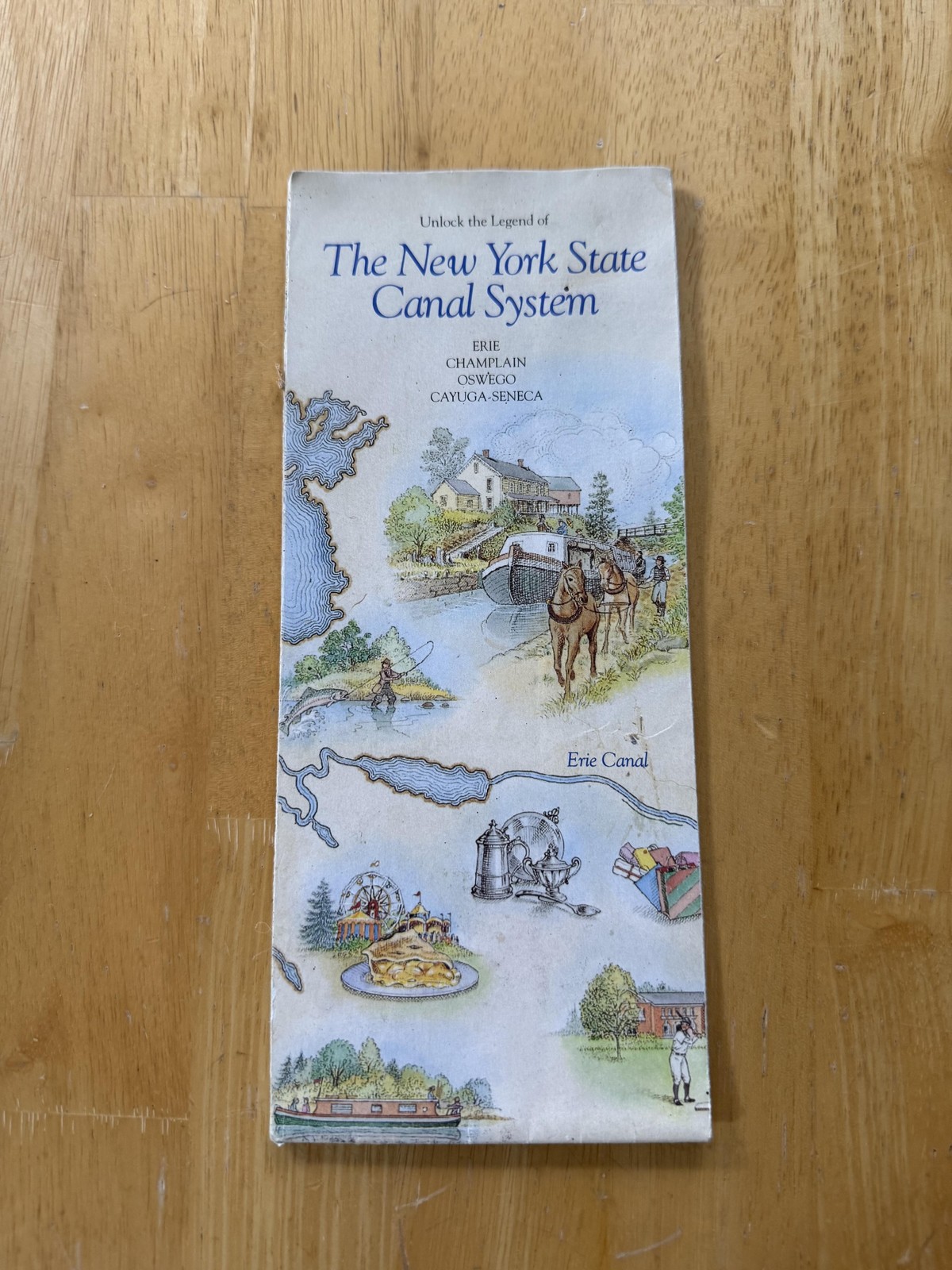 Vintage New York State Canal System Erie Canal Map Travel Folded Brochure USA