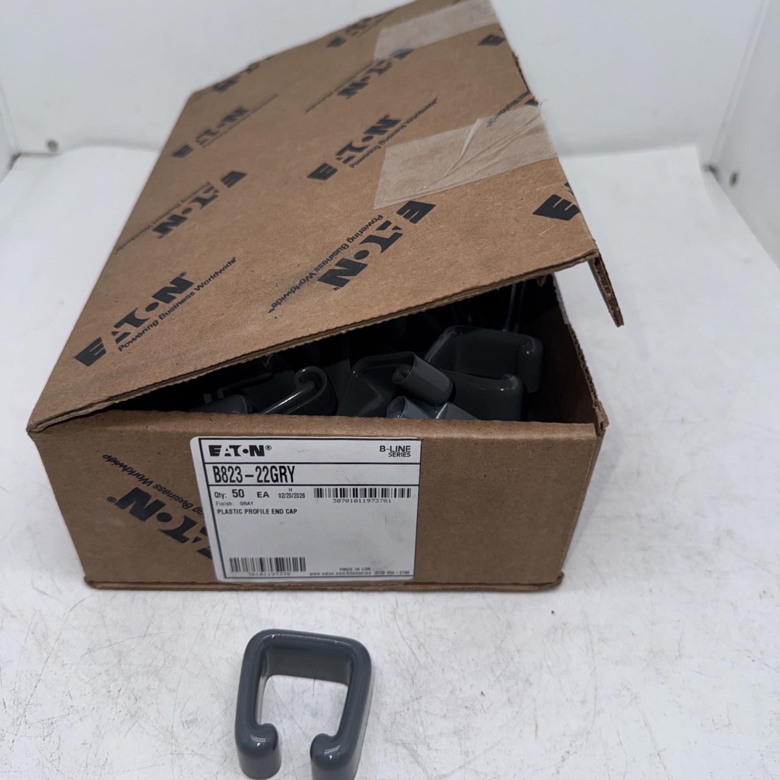 Eaton B823-22GRY Plastic Profile End Cap 1 1/2” Box of 50