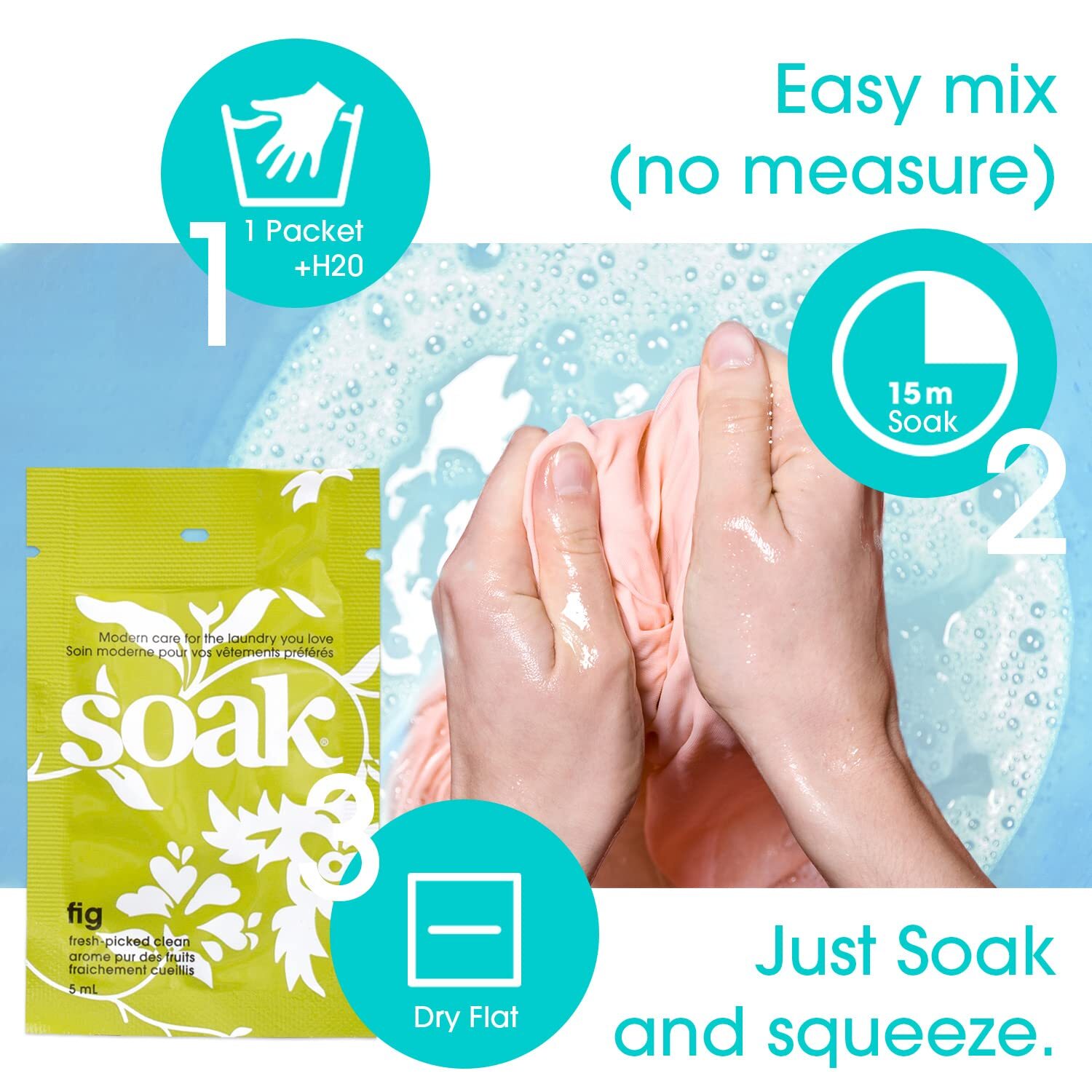 Soak Laundry Detergent Sample Pack Assorted Scents 8 Single Use 5ml Samples