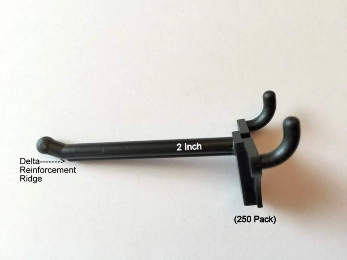 (250 PACK) 2 Inch Black Plastic Peg Kit. Garage Shelf Hanger Pegboard Hooks USA