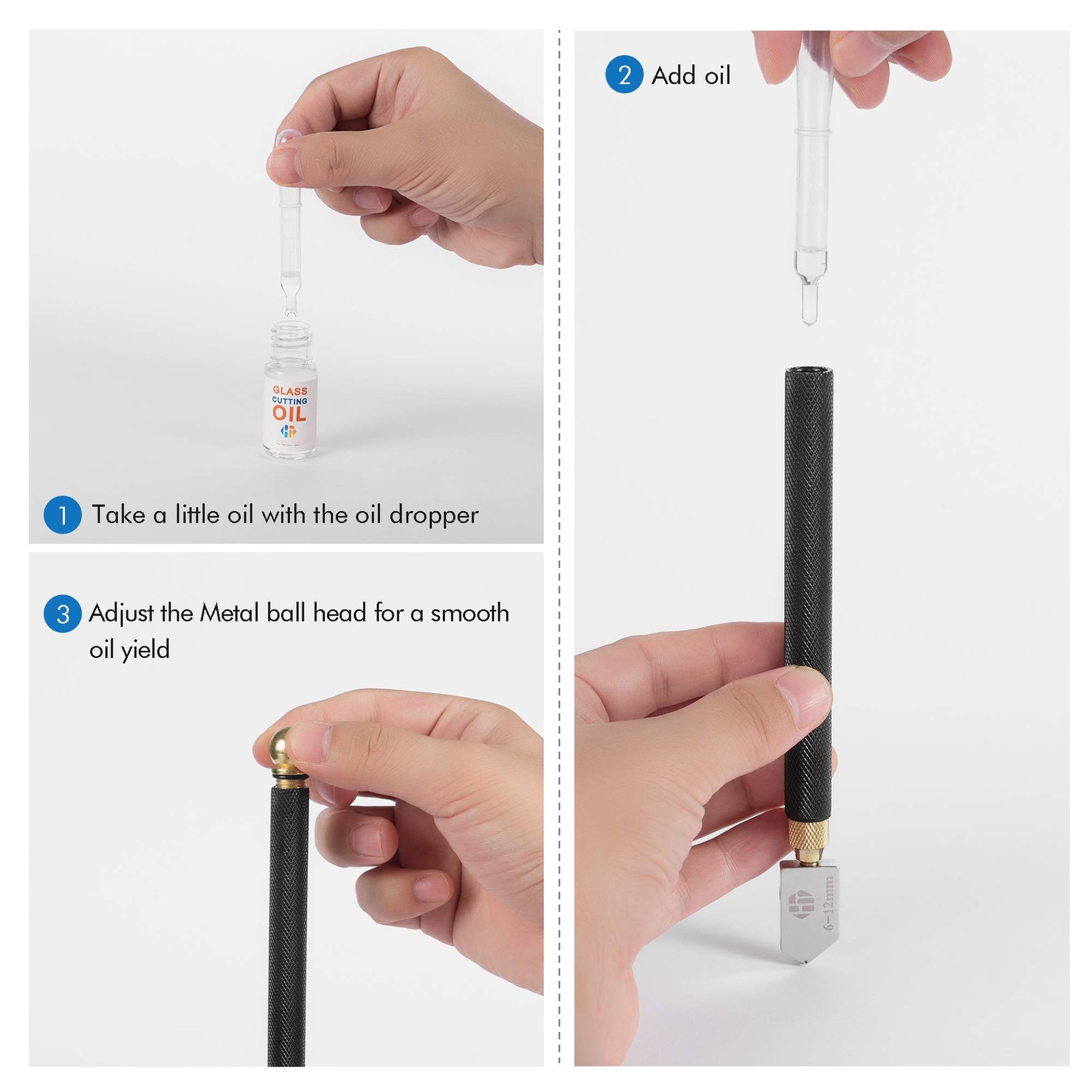 Glass Cutter Tool with Automatic Oil Feed - 2mm-20mm, Ideal for Mirrors,...