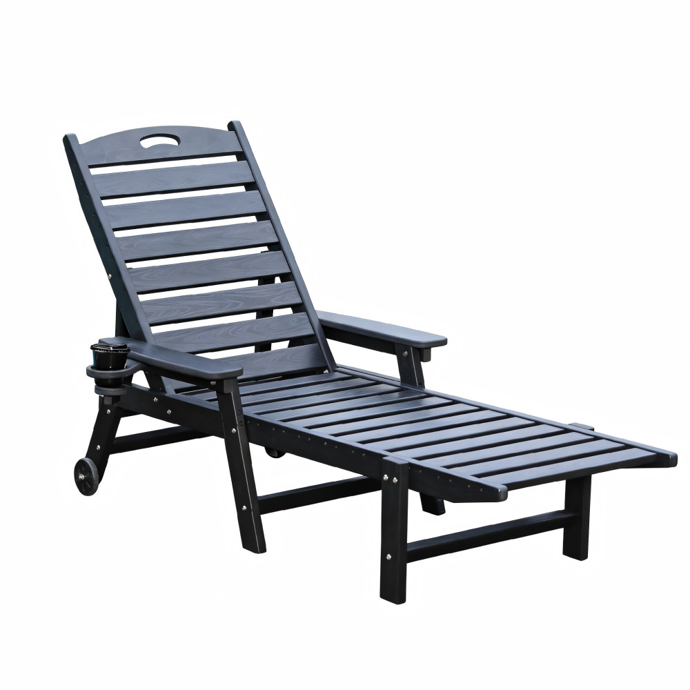 HDPE Chaise Lounge Chair Outdoor, Pool Lounge Chairs with 4-Position Adjustable