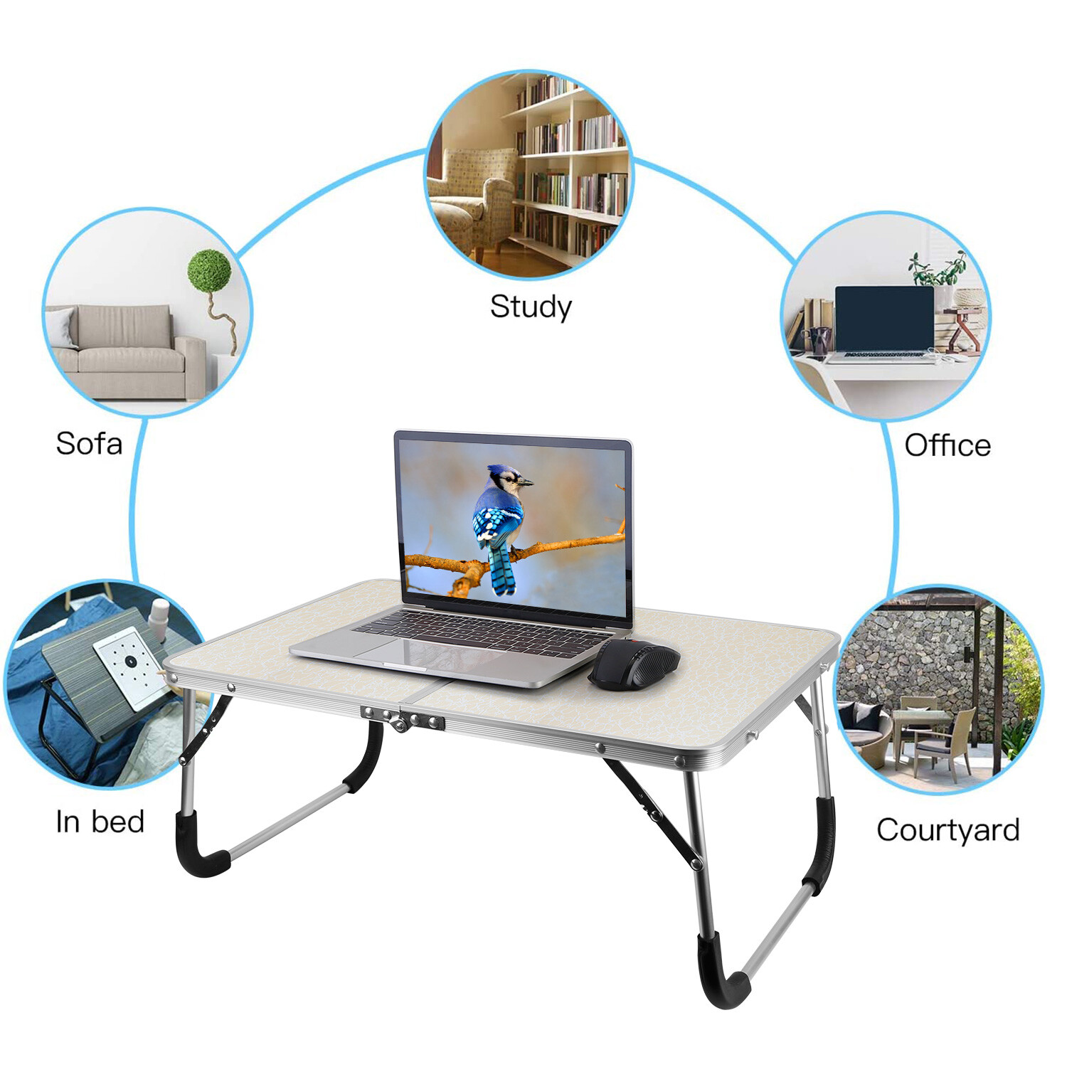 Foldable Laptop Table Notebook Computer Lazy Lap Tray for Bed Floor Desk Stand