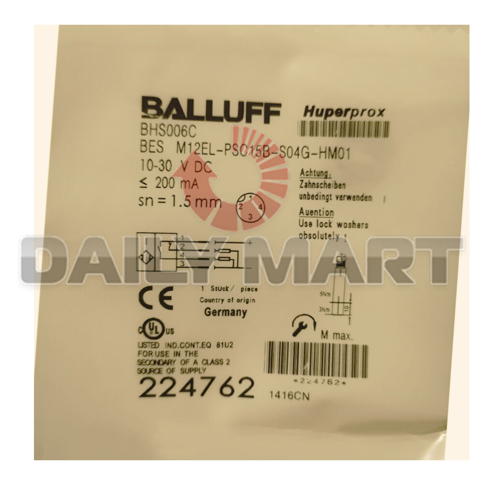 New In Box BALLUFF BES M12EL-PSC15B-S04G-HM01 BHS006C Proximity Switch Sensor