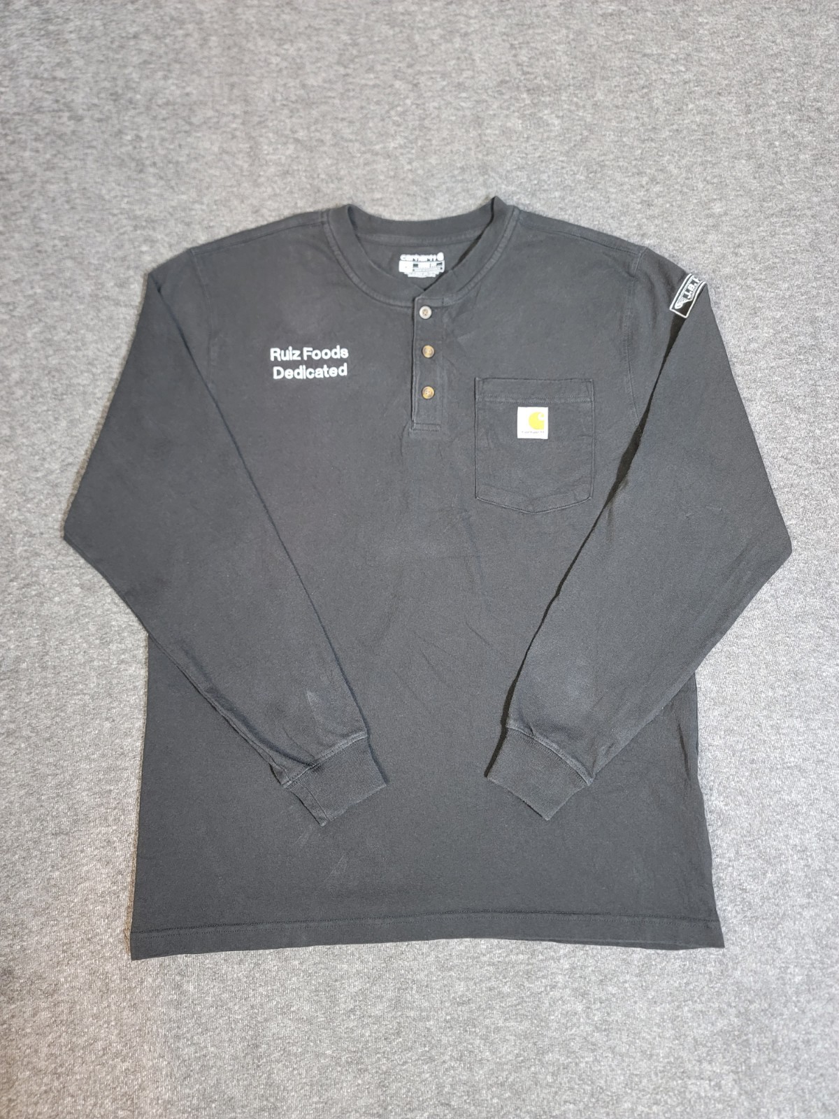 Carhartt Men’s Loose Fit Henley Long Sleeve Shirt Black M Ruiz Foods Embroidered