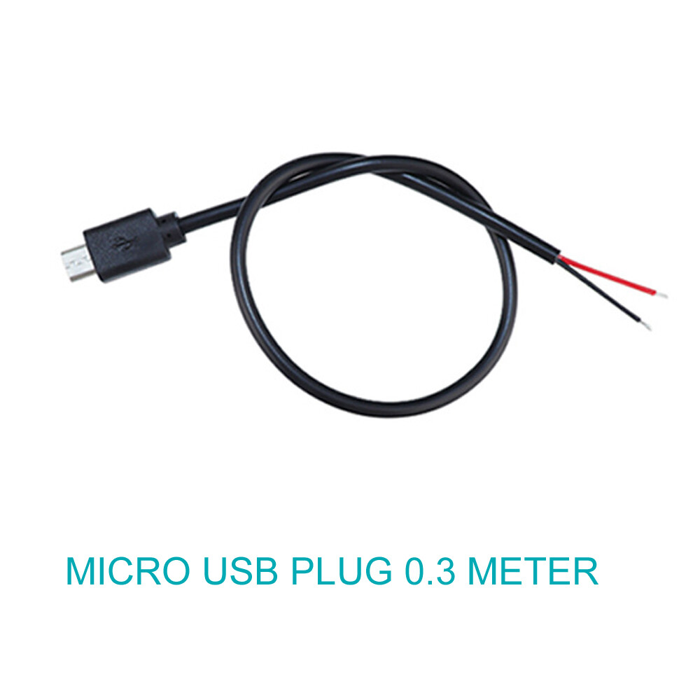 1pc 30cm Micro USB Male Plug Cable 2 wires Power Pigtail Cable Cord DIY