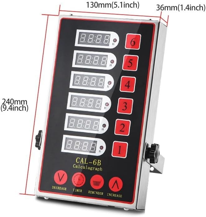 Commercial Kitchen Timer with 6 Channels, Professioe