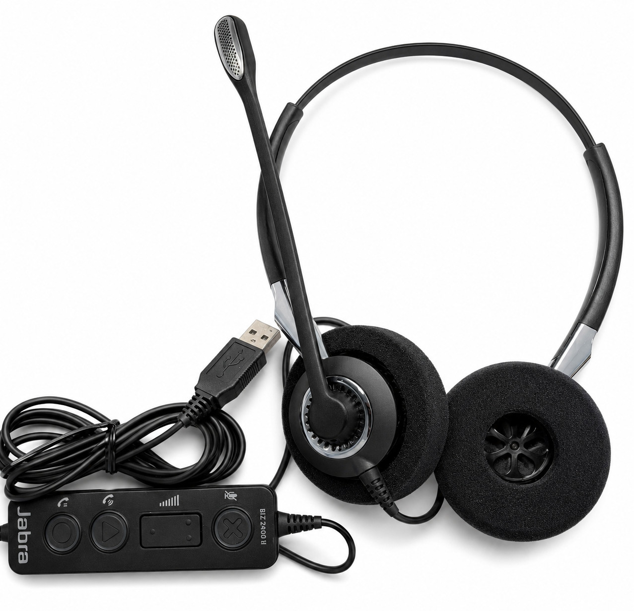 Jabra BIZ 2400 Duo USB Headband Headset - Black