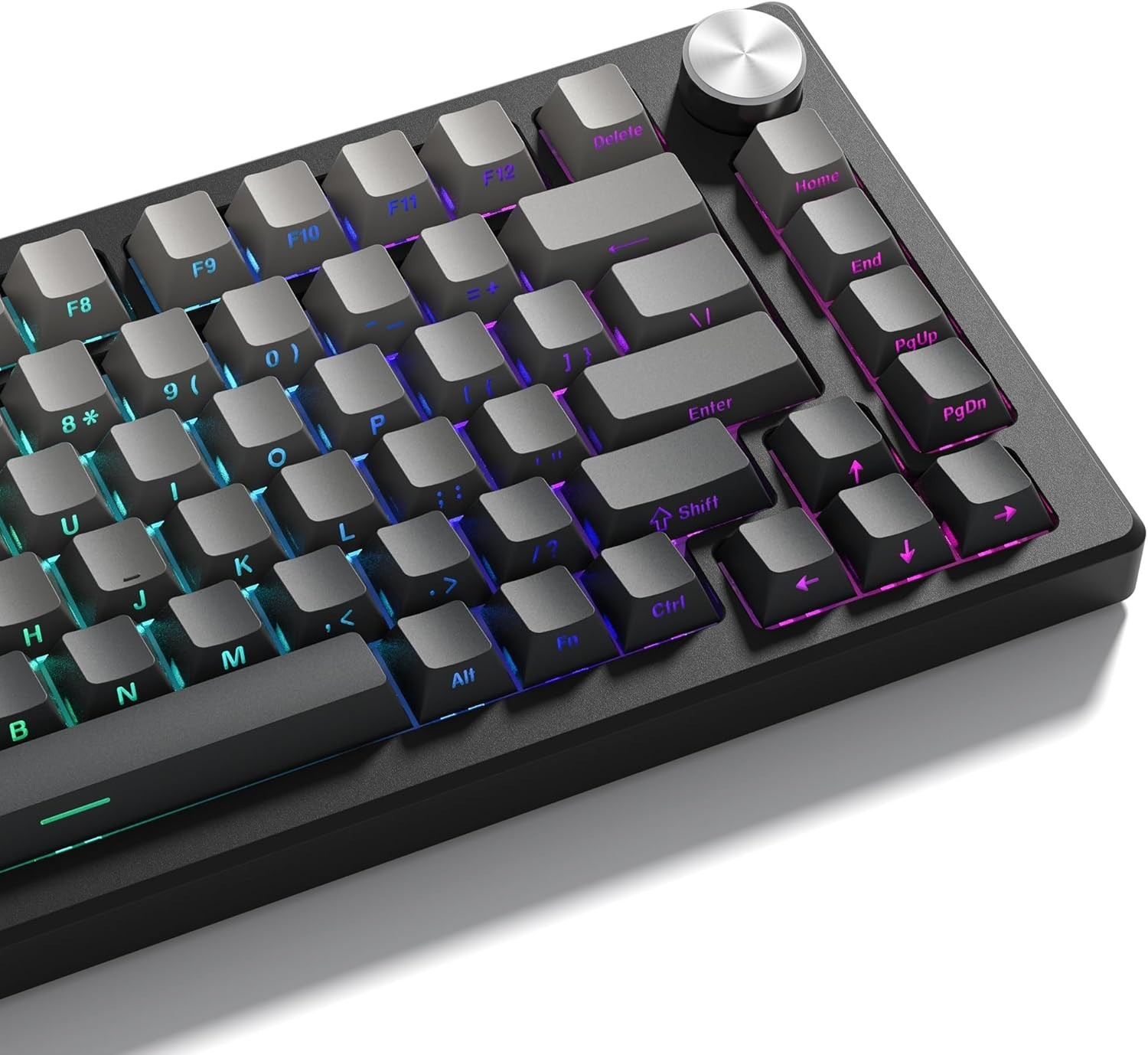 Grey Black PBT Keycap Set 136 Keys Gradient Double Shot Cherry Profile Backlit